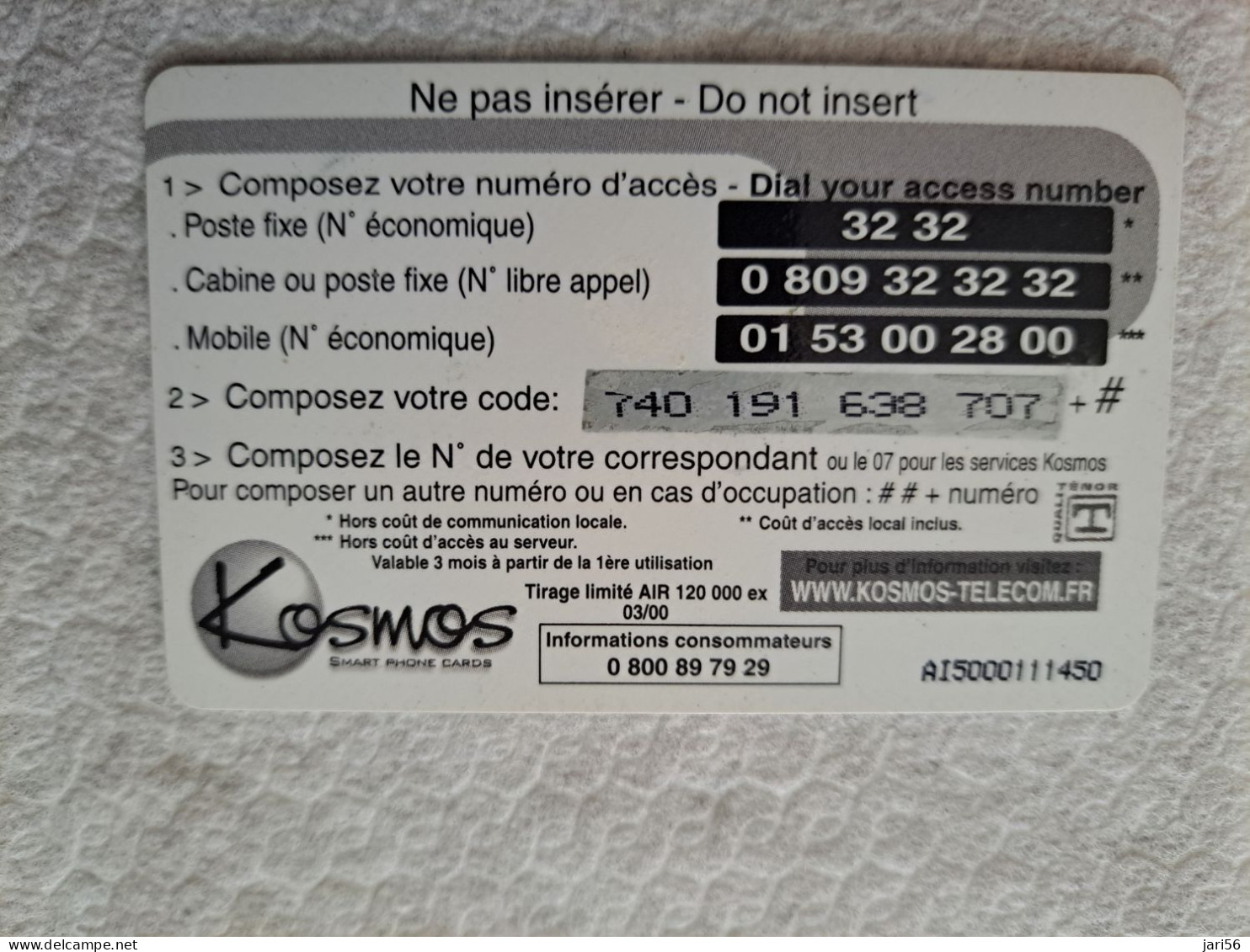 FRANCE/FRANKRIJK  50F// KOSMOS SMART/ FRANCE MONDE  /L"AIR  /   PREPAID  / USED   ** 14540** - Prepaid: Mobicartes