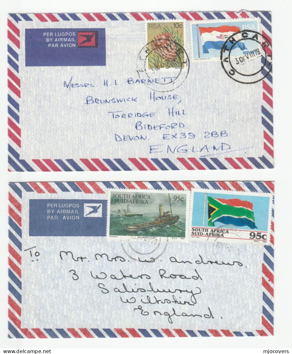 FLAGS - 1978 -1994 SOUTH AFRICA Covers FLAG Stamps Cover Air Mail To GB - Briefe