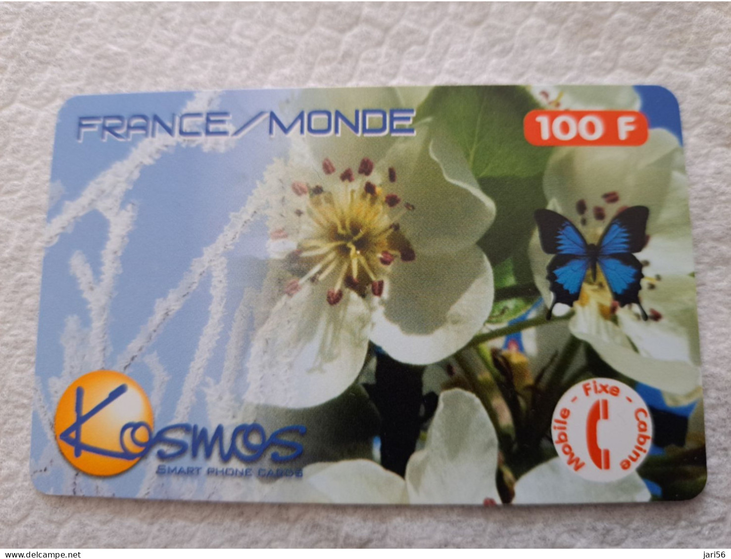 FRANCE/FRANKRIJK  100F// KOSMOS SMART/ FRANCE MONDE  /BUTTERFLY /FLOWER /   PREPAID  / USED   ** 14546** - Nachladekarten (Handy/SIM)