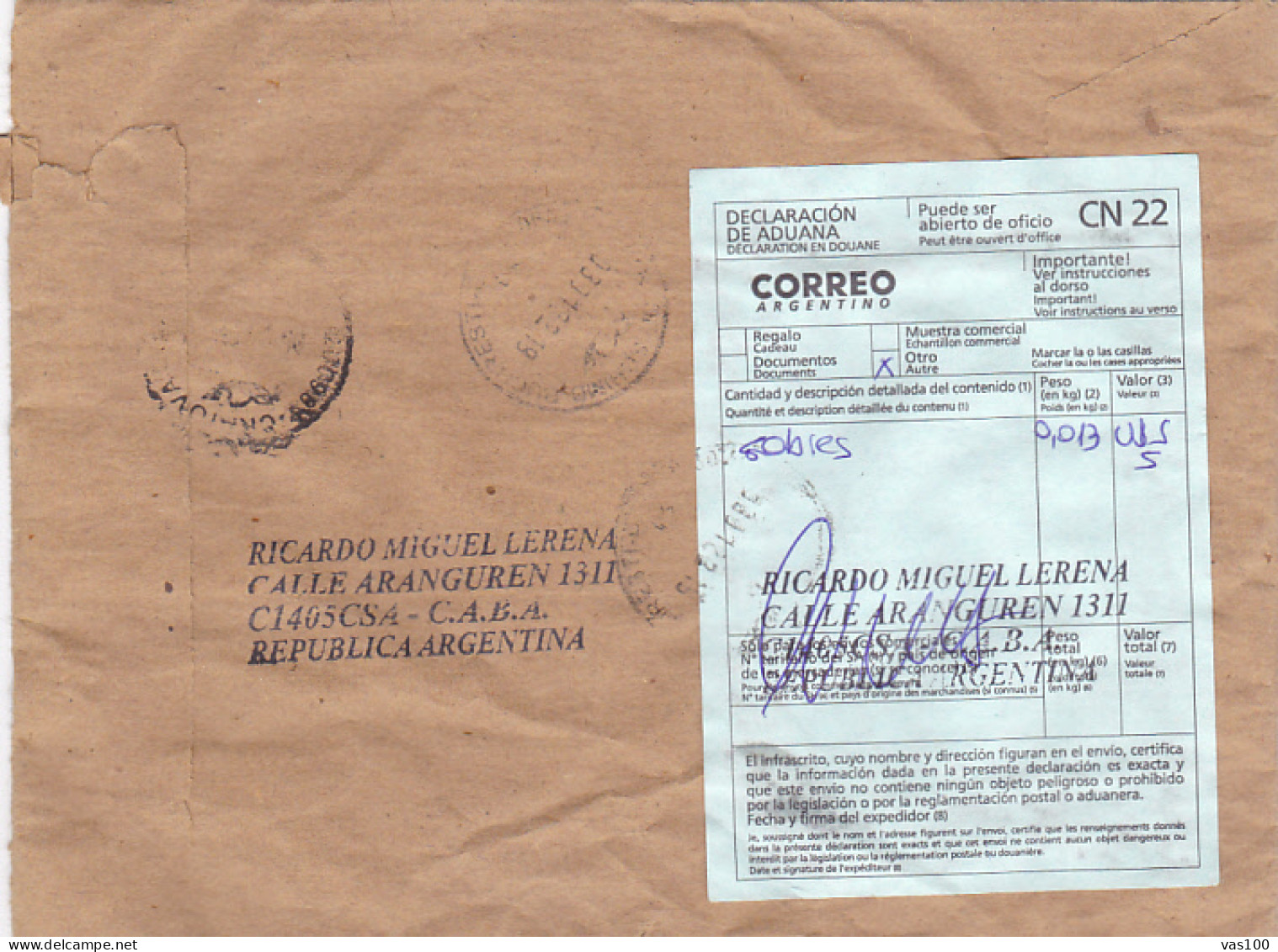 LANDSCAPES, POTATOES, CUSTOM DUTY, STAMPS ON REGISTERED COVER, 2021, ARGENTINA - Briefe U. Dokumente