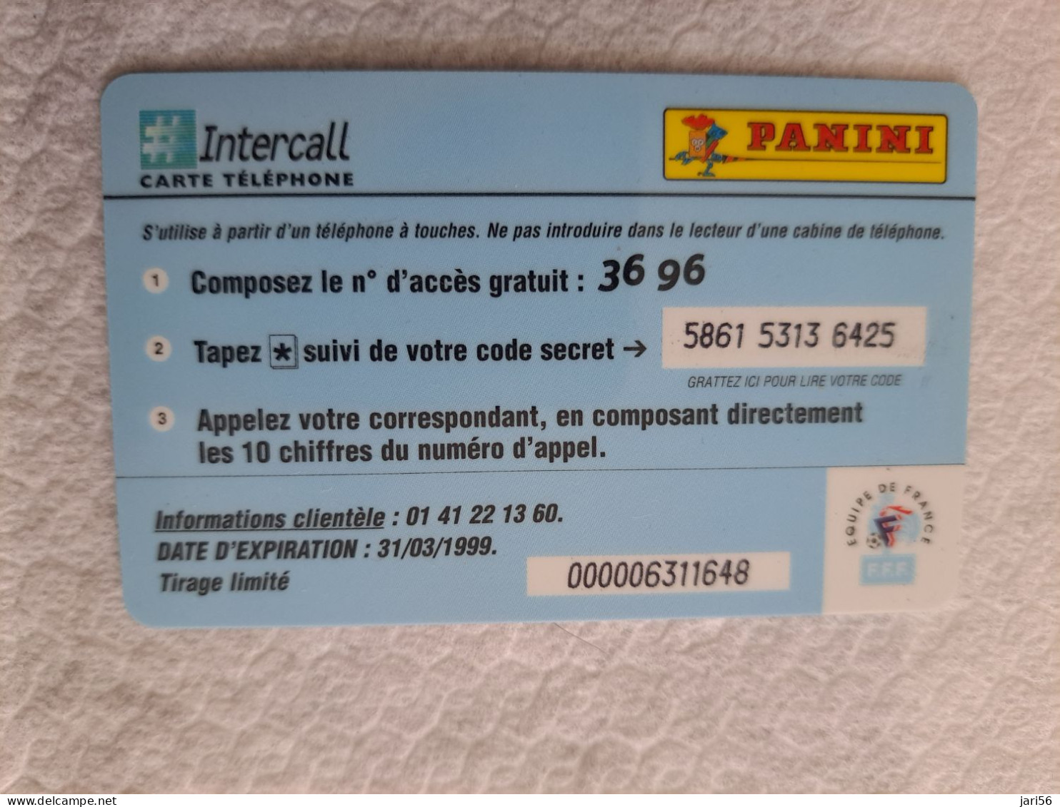 FRANCE/ 50F/ INTERCALL/ FOOTBAL/ IBRAHIM BA      /   PREPAID  / USED   ** 14558** - Nachladekarten (Handy/SIM)