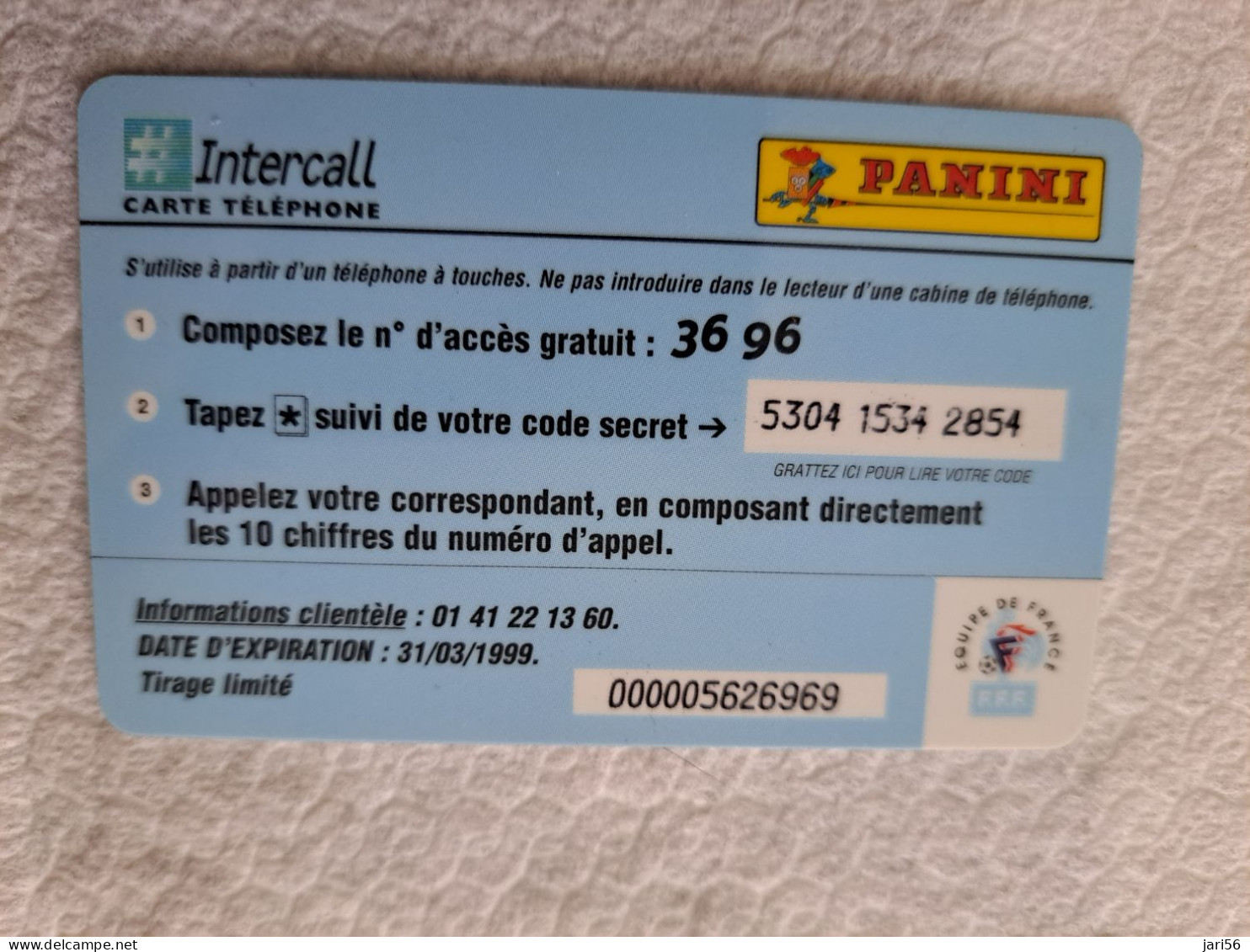 FRANCE/ 100 FRANCS  / INTERCALL/ FOOTBAL/ TEAM/ FRANCE      /   PREPAID  / MINT    ** 14562** - Per Cellulari (telefonini/schede SIM)