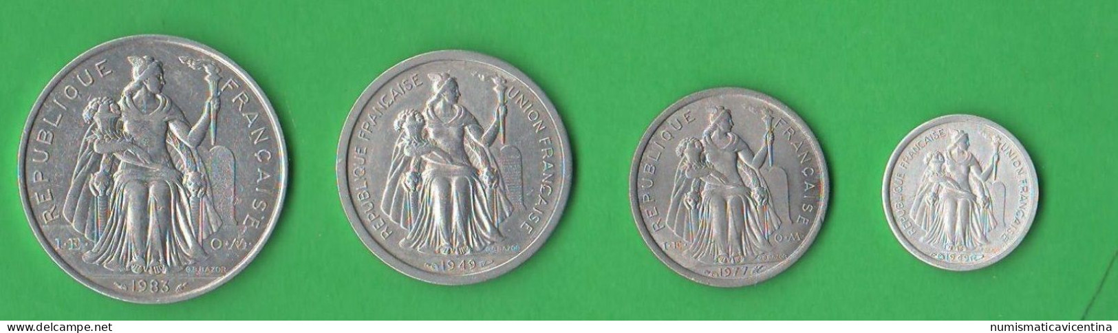 New Caledonia Nouvelle Calédonie 0,50 + 1 + 2 + 5 Francs Aluminum Coins - Nieuw-Caledonië