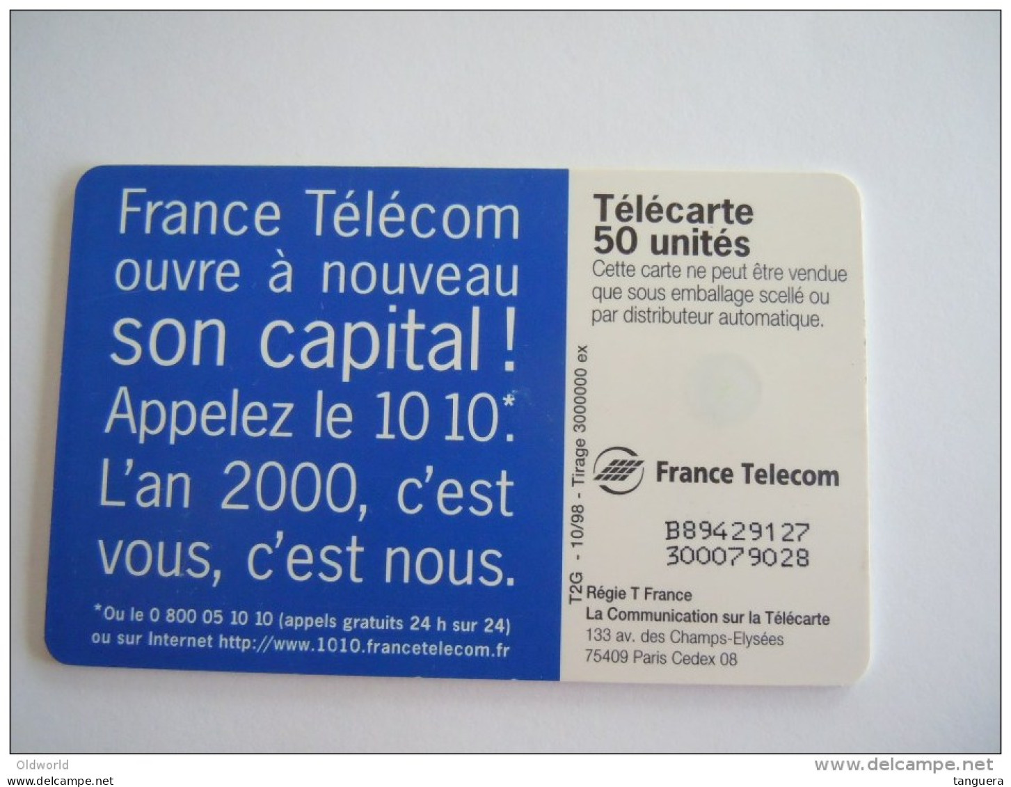 France Telecom 10/98 Télécarte 50U Ouverture Du Capital - 1998