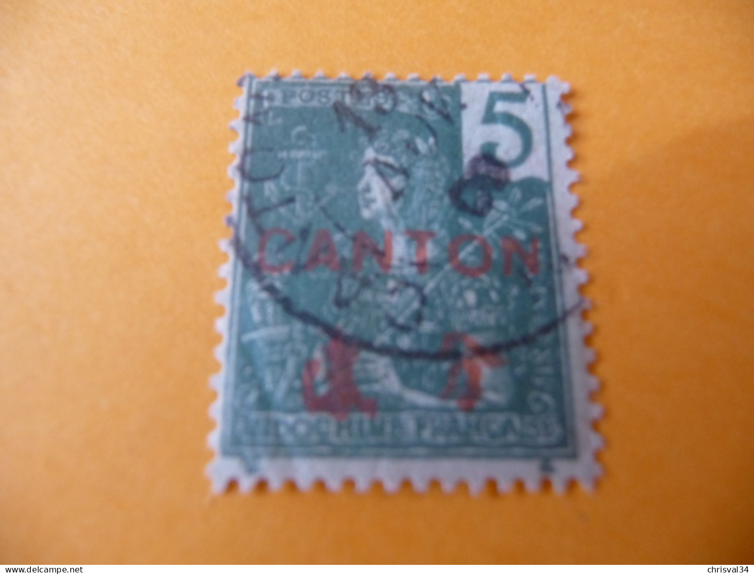 TIMBRE  CANTON   N  36     COTE  4,00  EUROS    OBLITERE - Used Stamps