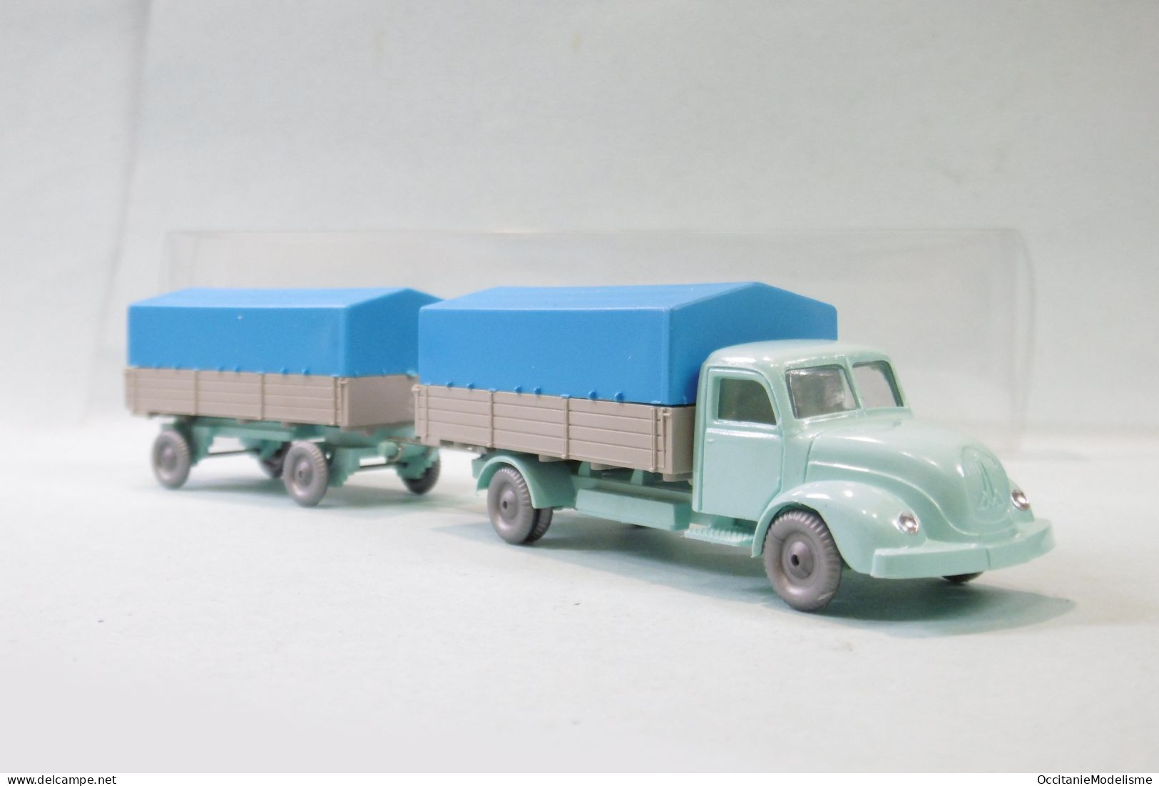IMU - Camion MAGIRUS 3500 + Remorque Turquoise Bâche Bleu HO 1/87 - Road Vehicles