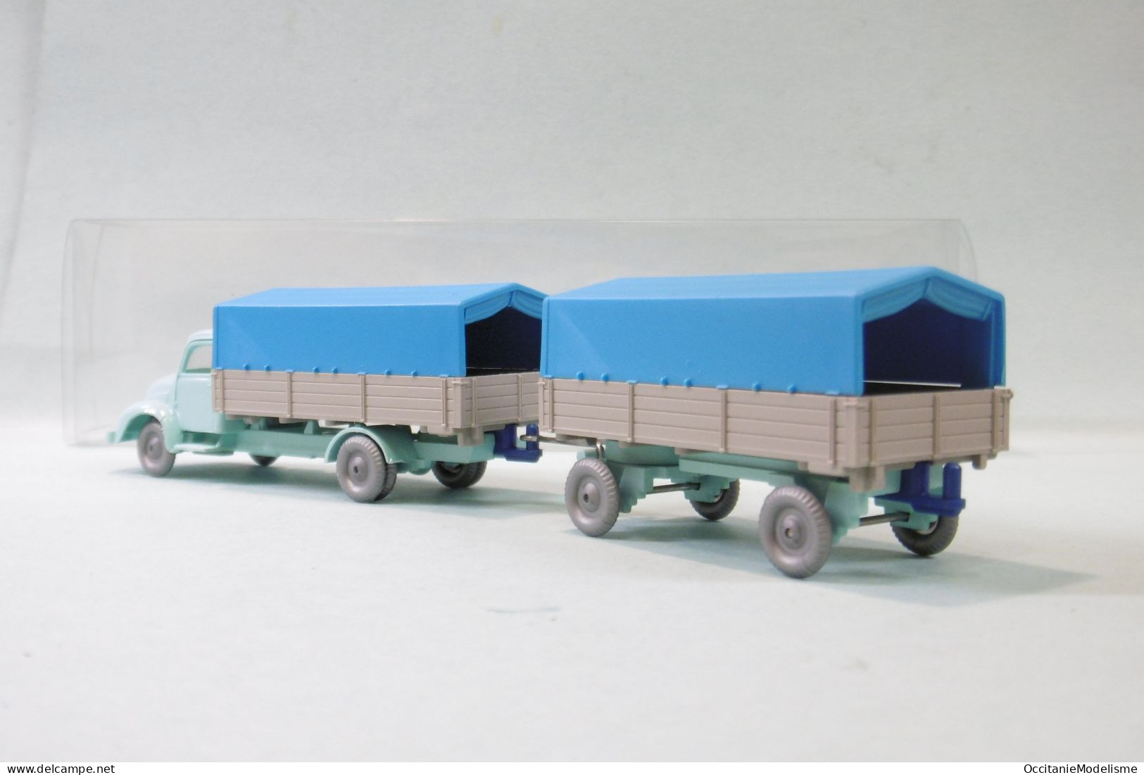 IMU - Camion MAGIRUS 3500 + Remorque Turquoise Bâche Bleu HO 1/87 - Strassenfahrzeuge