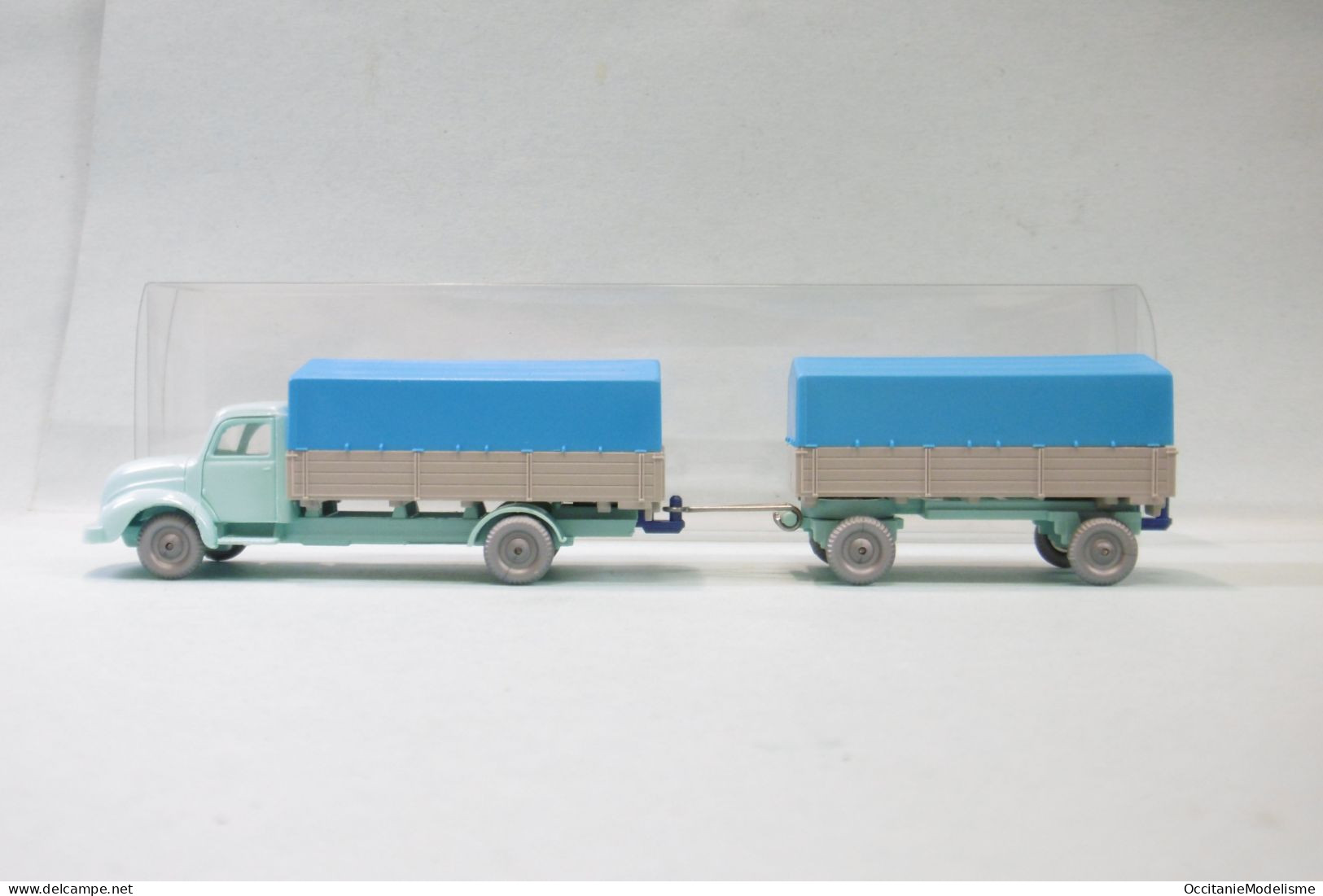 IMU - Camion MAGIRUS 3500 + Remorque Turquoise Bâche Bleu HO 1/87 - Veicoli Da Strada