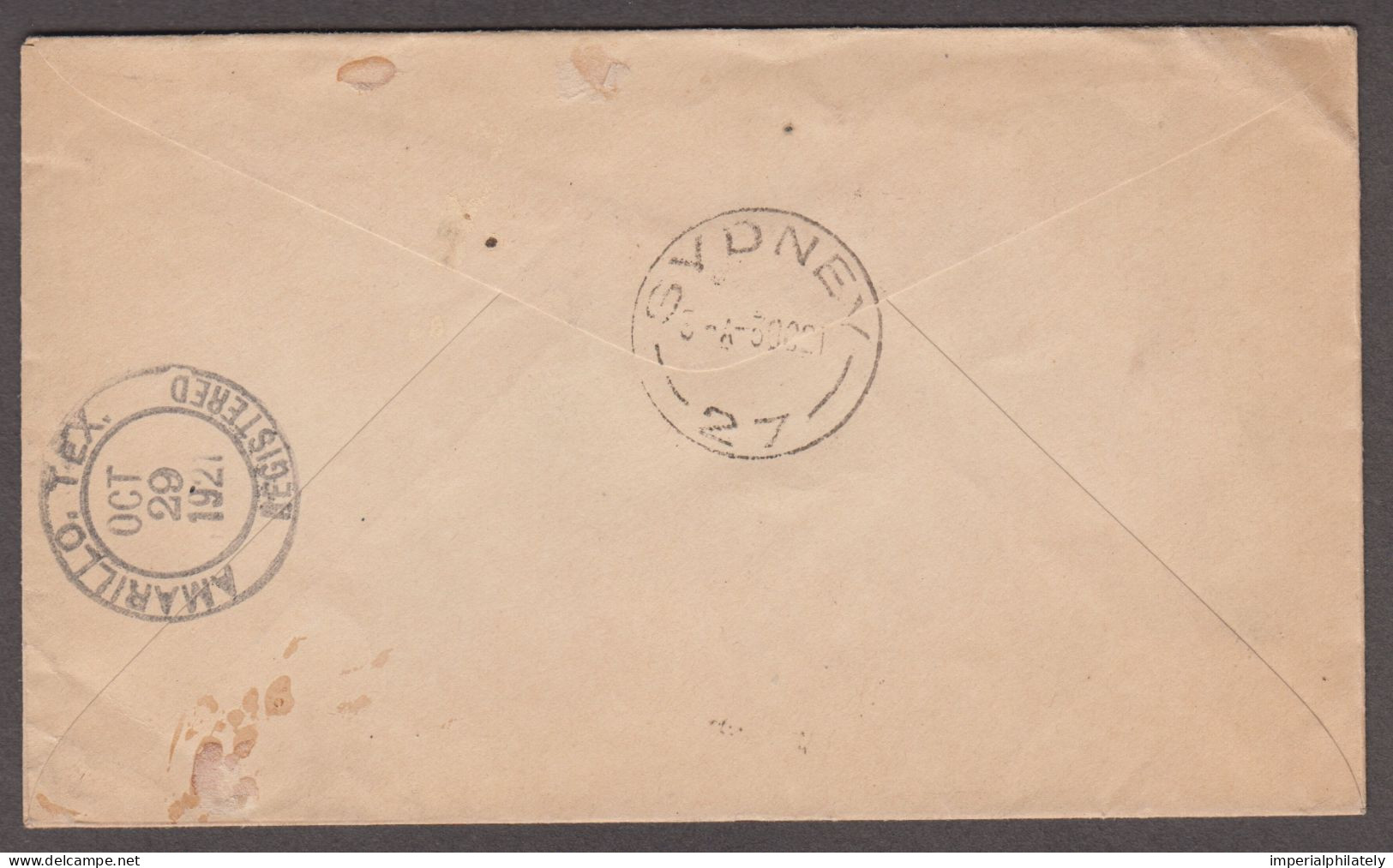 1921 (Sep 22) Envelope Sent Registered To The USA With 1908 Fiji Ovpt 5d Tied By VILA / NEW HEBRIDES Cds - Storia Postale