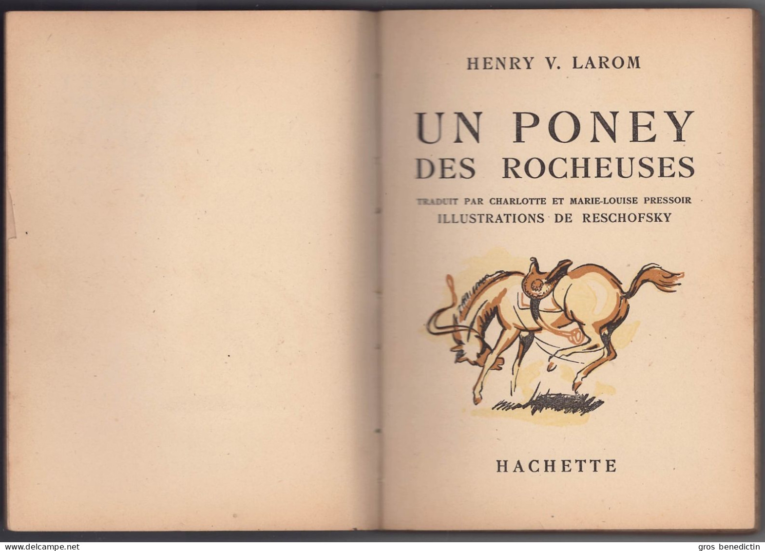 Hachette - Bibliothèque De La Jeunesse Avec Jaquette - Henry V. Larom - "Un Poney Des Rocheuses" - 1952 - Bibliothèque De La Jeunesse