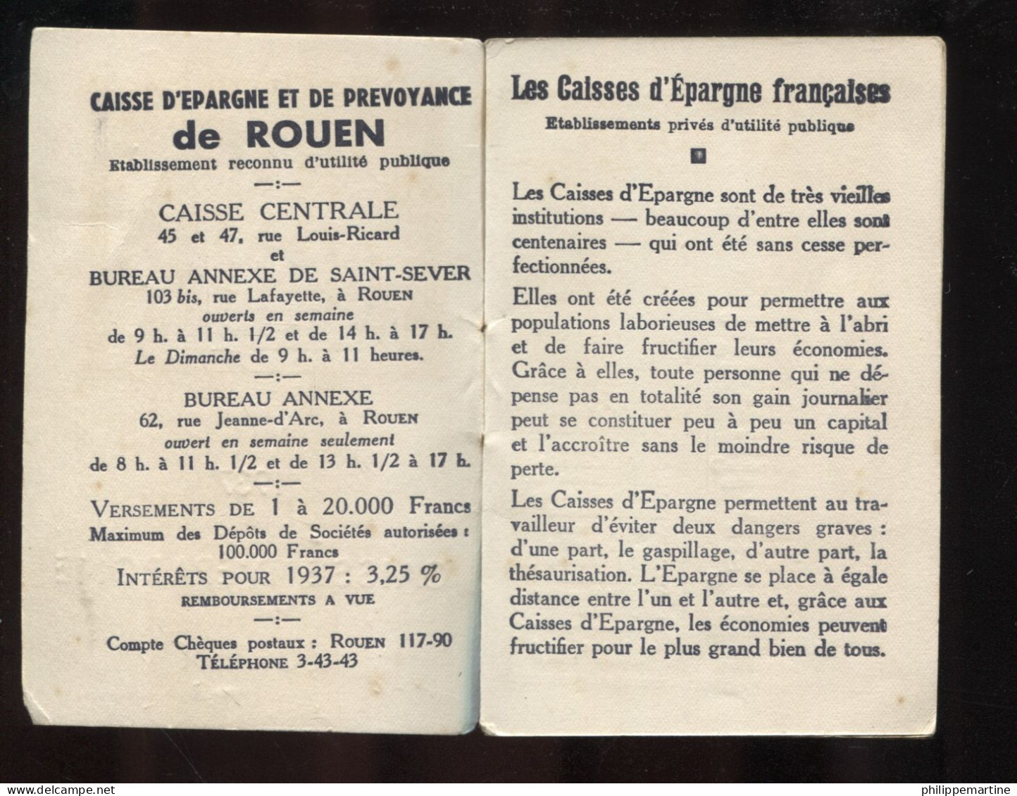 Calendrier Caisse D'Epargne De Rouen 1937 (8 Scans) - Formato Piccolo : 1921-40