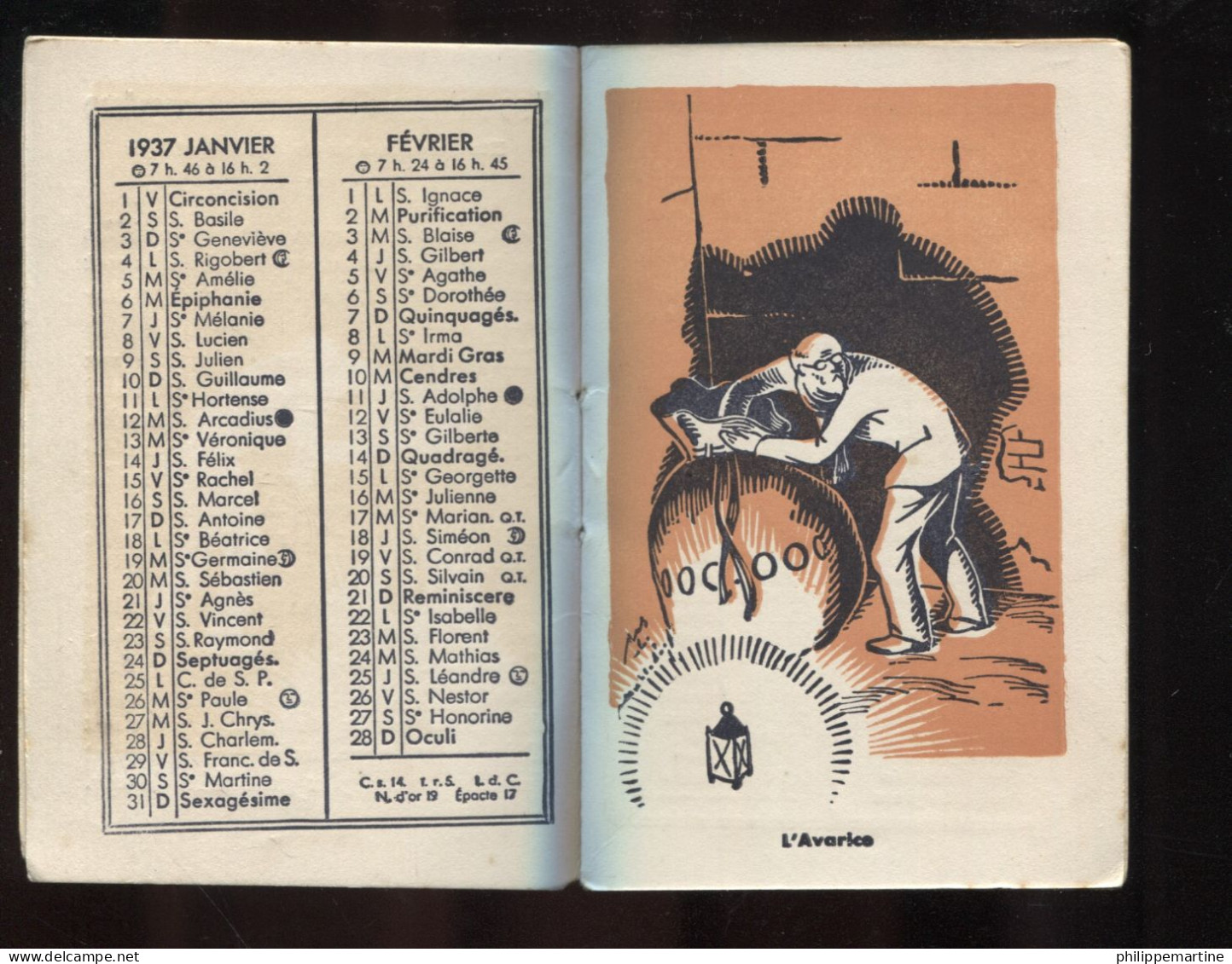 Calendrier Caisse D'Epargne De Rouen 1937 (8 Scans) - Petit Format : 1921-40