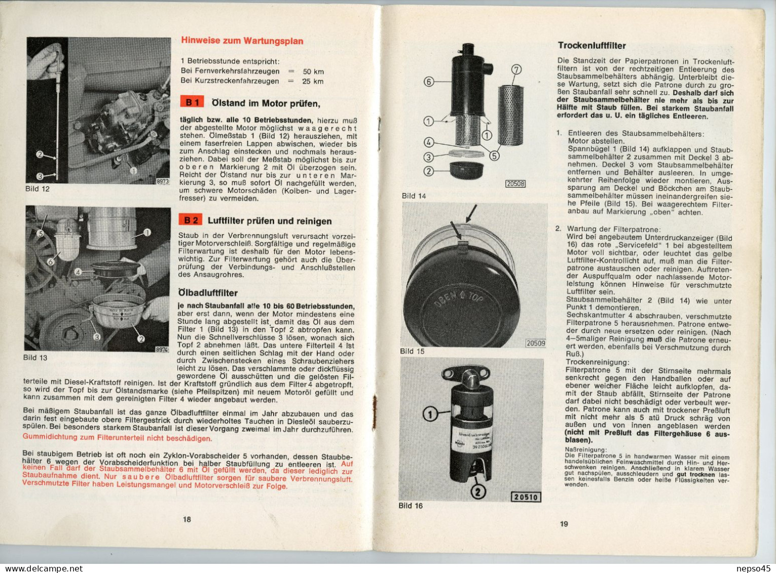 Bedienungsanleitung DEUTZ F3L 911-912        Catalogue Pièces Rechange Moteurs DEUTZ F3L 911-912. - Landwirtschaft