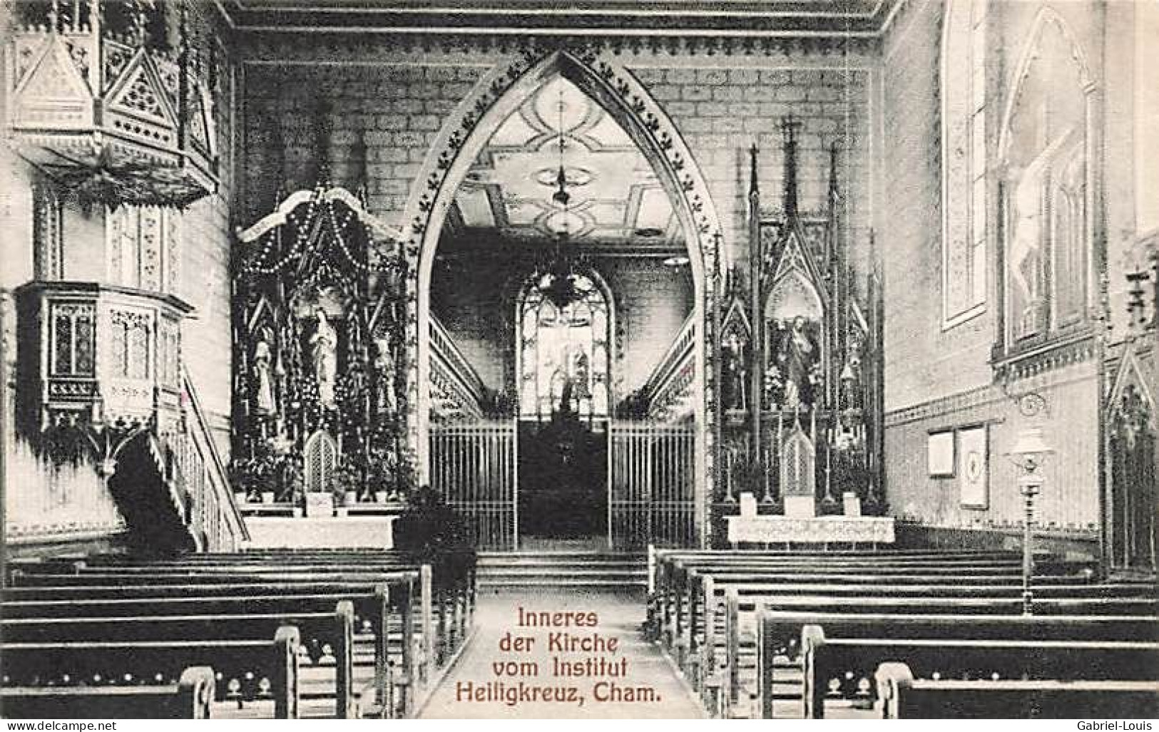 Inneres Der Kirche Vom Institut Heiligkreuz Cham 1909 - Cham