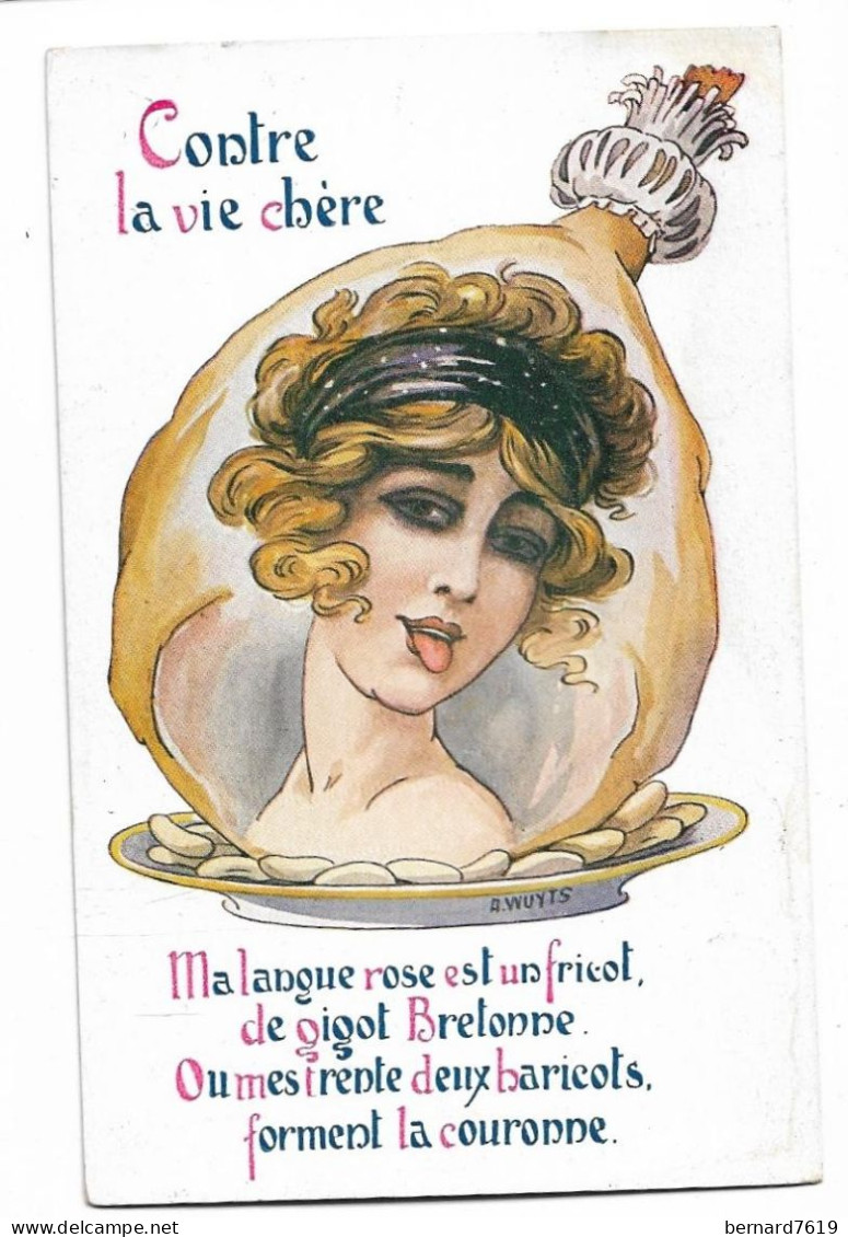 Illustrateur   Wuyts -  Contre La Vie Chere  -   Ma Langue Rose  Est Un  Fricot  De Gigot  Bretonne - Wuyts