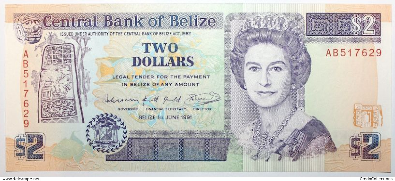 Belize - 2 Dollars - 1991 - PICK 52b - NEUF - Belize