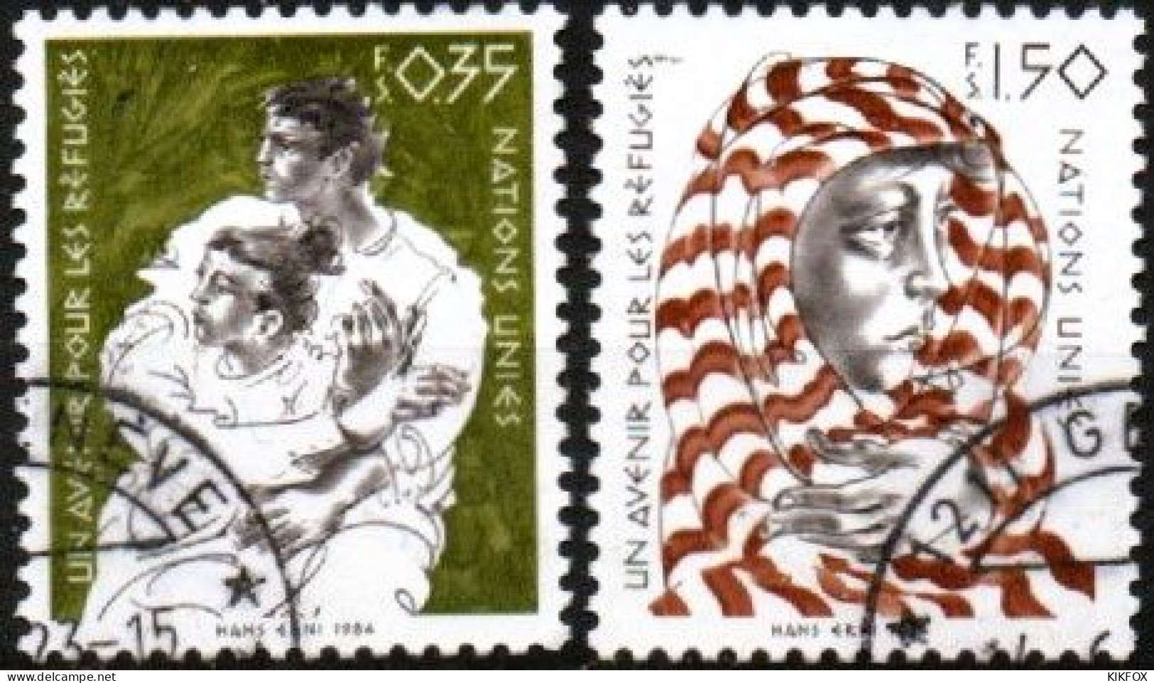 VEREINTE NATIONEN, UNO - GENF 1984,  MI 124 - 125, Zukunft Für Flüchtlinge, GESTEMPELT, OBLITERE - Used Stamps