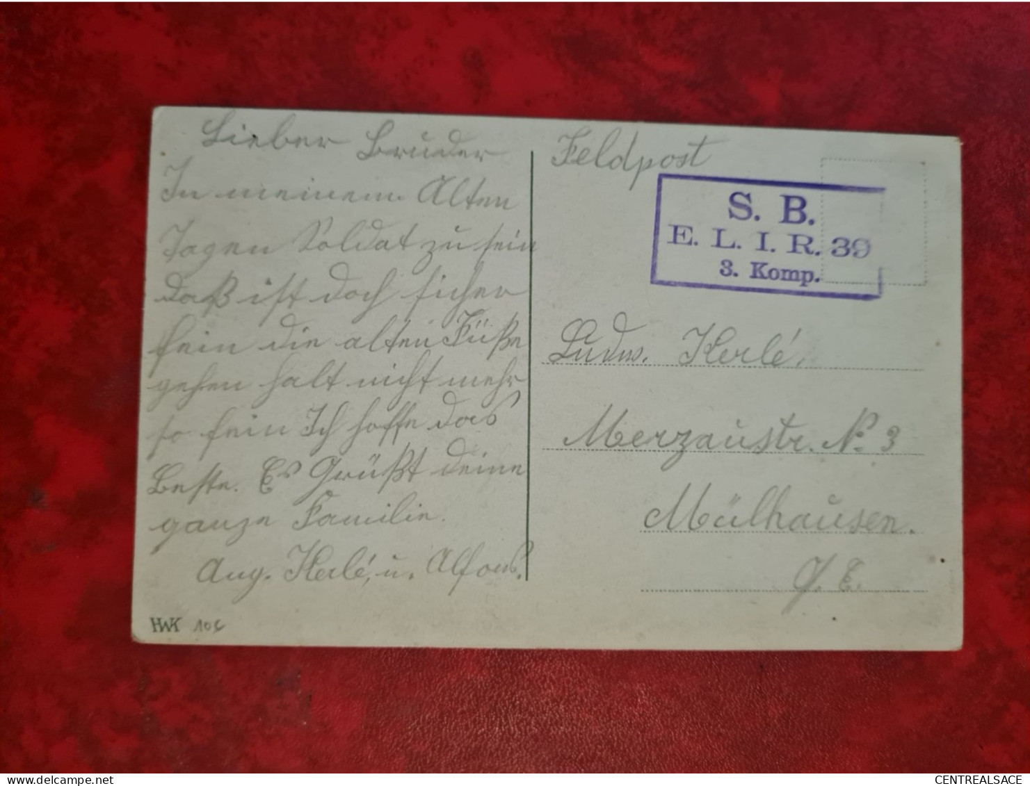 FELDPOST CARTE DE KOLN CACHET S.B. E.L.I.R. 39 3E KOMP. POUR MULHOUSE - Altri & Non Classificati