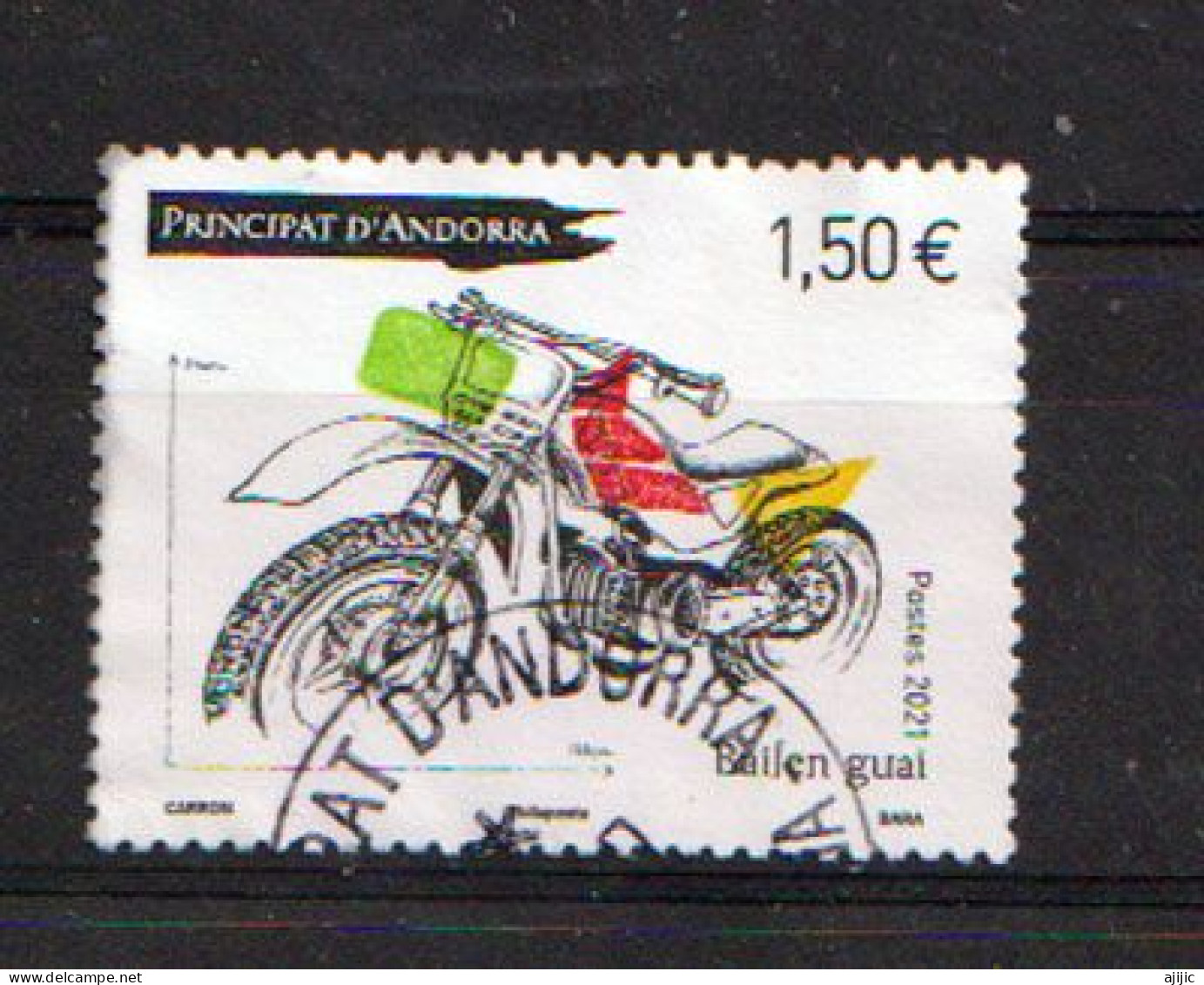 2021 (Moto Bailen Guai,fabriqué En Andorre) Timbre Oblitéré, 1 ère Qualité - Used Stamps
