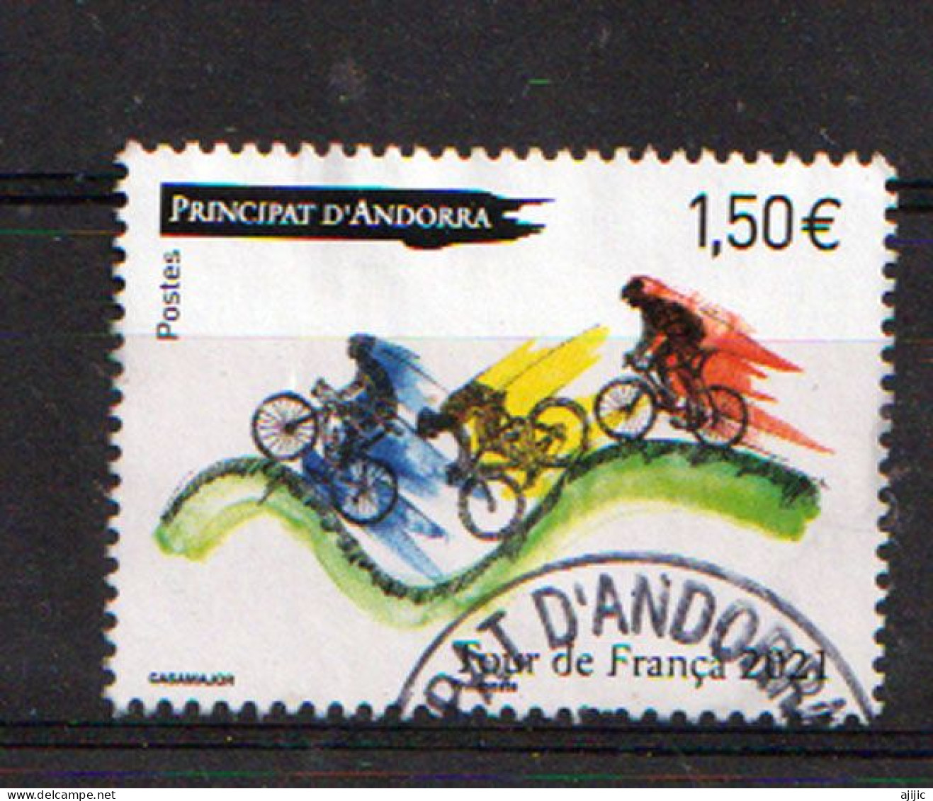 15e étape Du Tour De France 2021 Entre Céret Et Andorre-la-Vieille, Timbre Oblitéré, 1 ère Qualité - Used Stamps