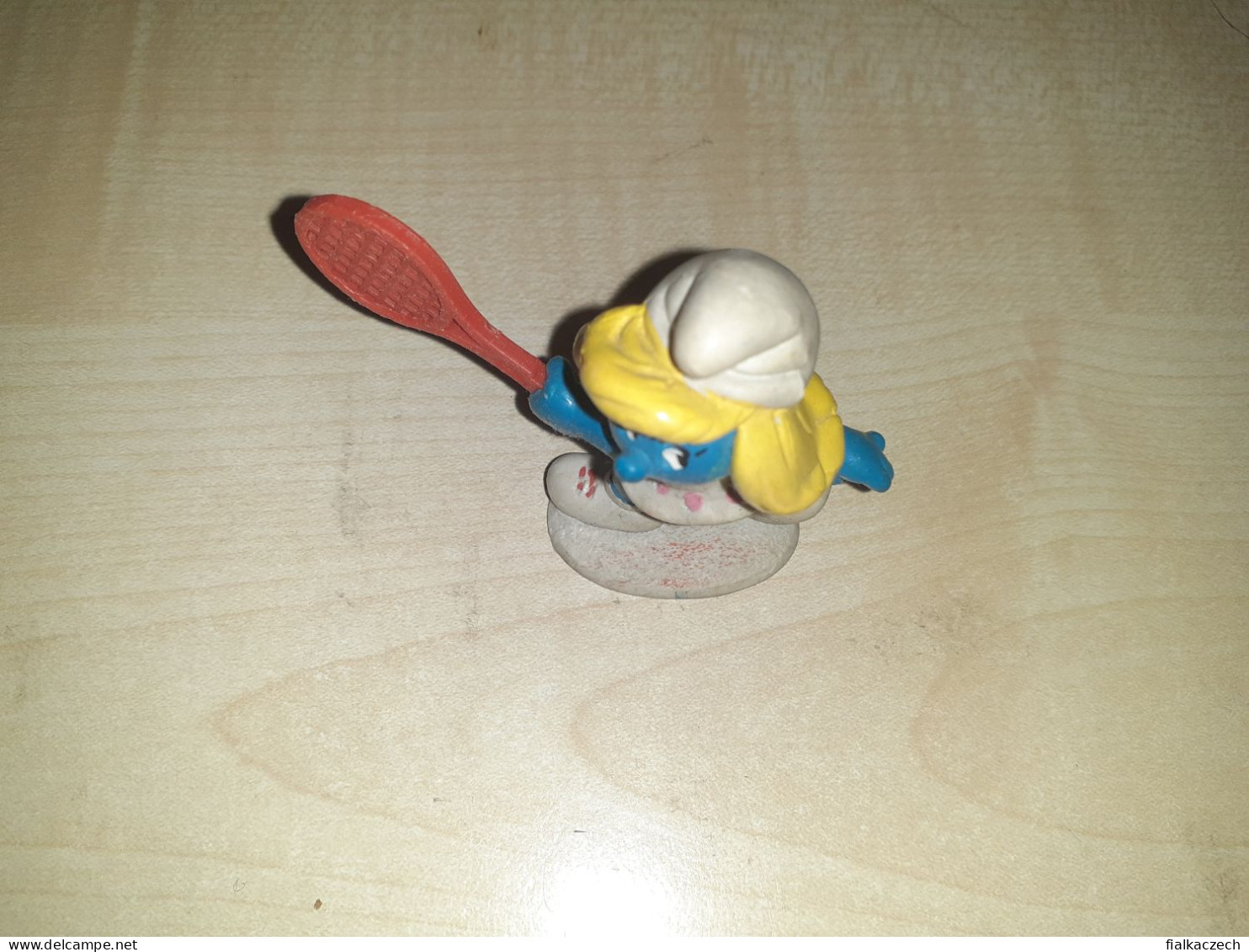 Smurfette, Smurf, Figurine, Schleich 1981, Made In Portugal, Tennis Player, Tennis Rocket - I Puffi