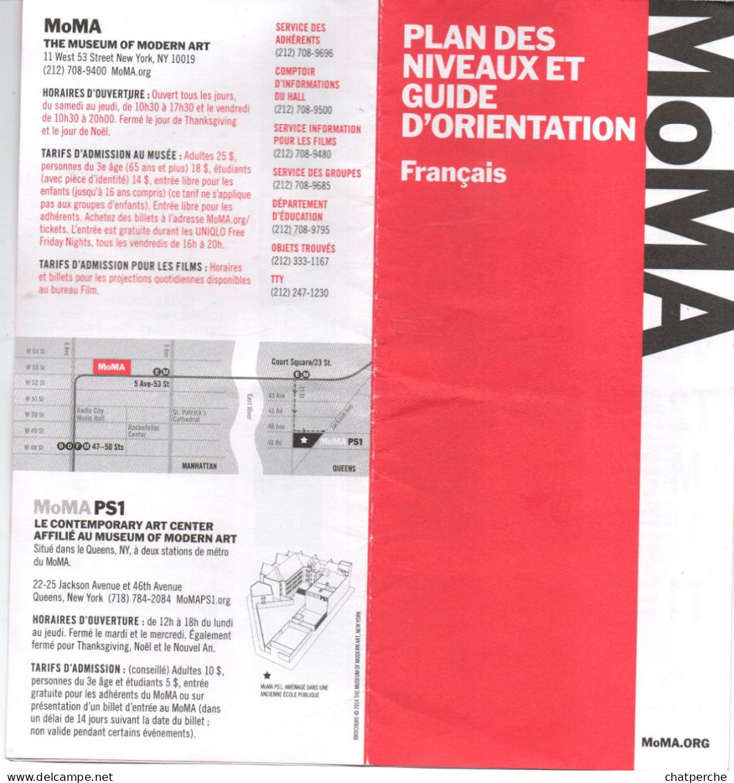 TICKET BILLET 門票 門票  PLAN DU MoMA  NEW-YORK EN FRANCAIS - Welt