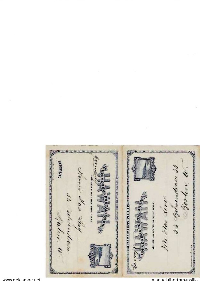 SCOTT  UY2 PAID REPLY POSTAL CARD 1883 - Big Island Of Hawaii