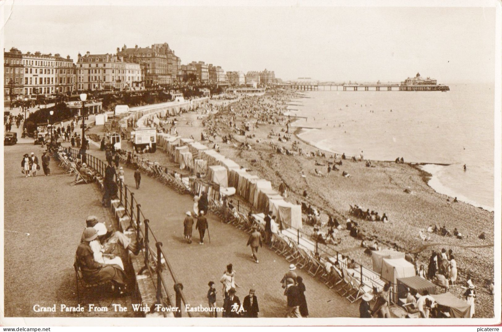 Grand Parade From The Wish Tower, Eastbourne, (Real Photograph) 27A - Bathing Tents - Eastbourne