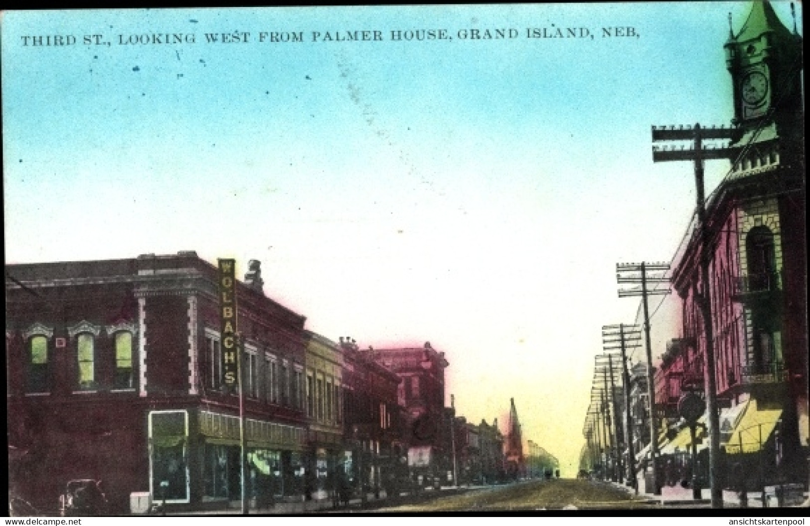 CPA Grand Island Nebraska USA, Third Street Looking West From Palmer House - Andere & Zonder Classificatie