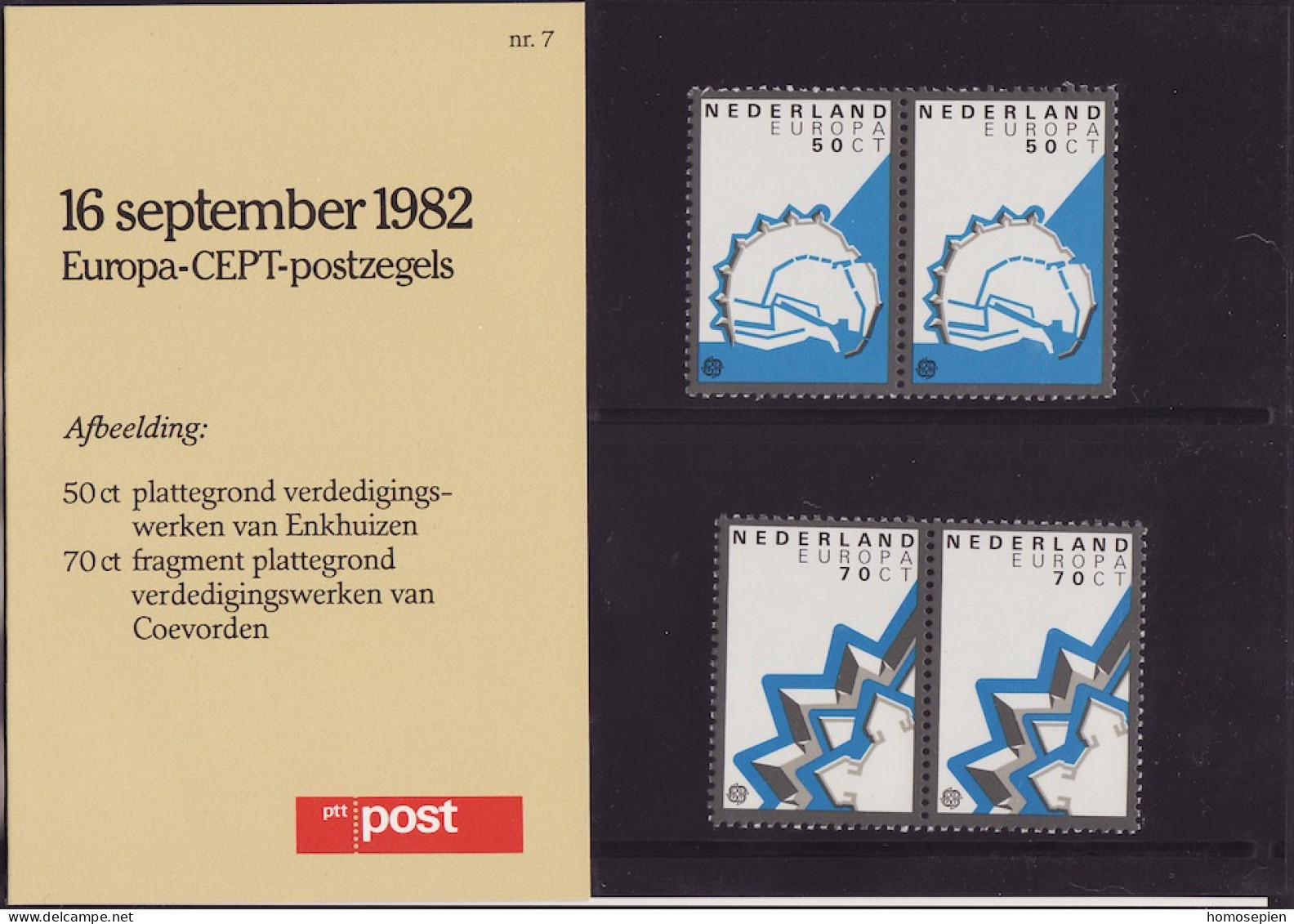 Pays Bas - Netherlands - Niederlande Plaque De Présentation 1982 Y&T N°PP1189 à 1190 - Michel N°PP1219 à 1220 *** - Other & Unclassified