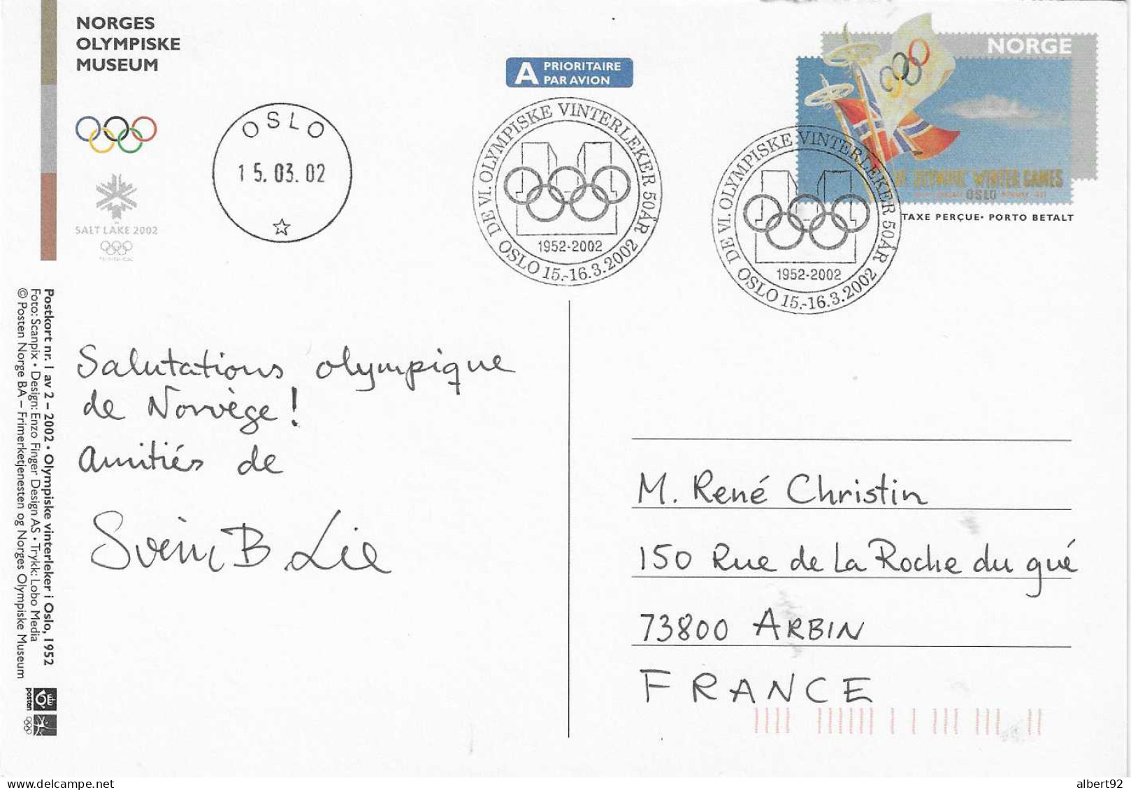 2002 50e Anniv. Des Jeux Olympiques D'Oslo 1952: Hommage Aux Médaillés Or: H.Andersen (patinage)et H.Brenden (ski Fond) - Invierno 1952: Oslo