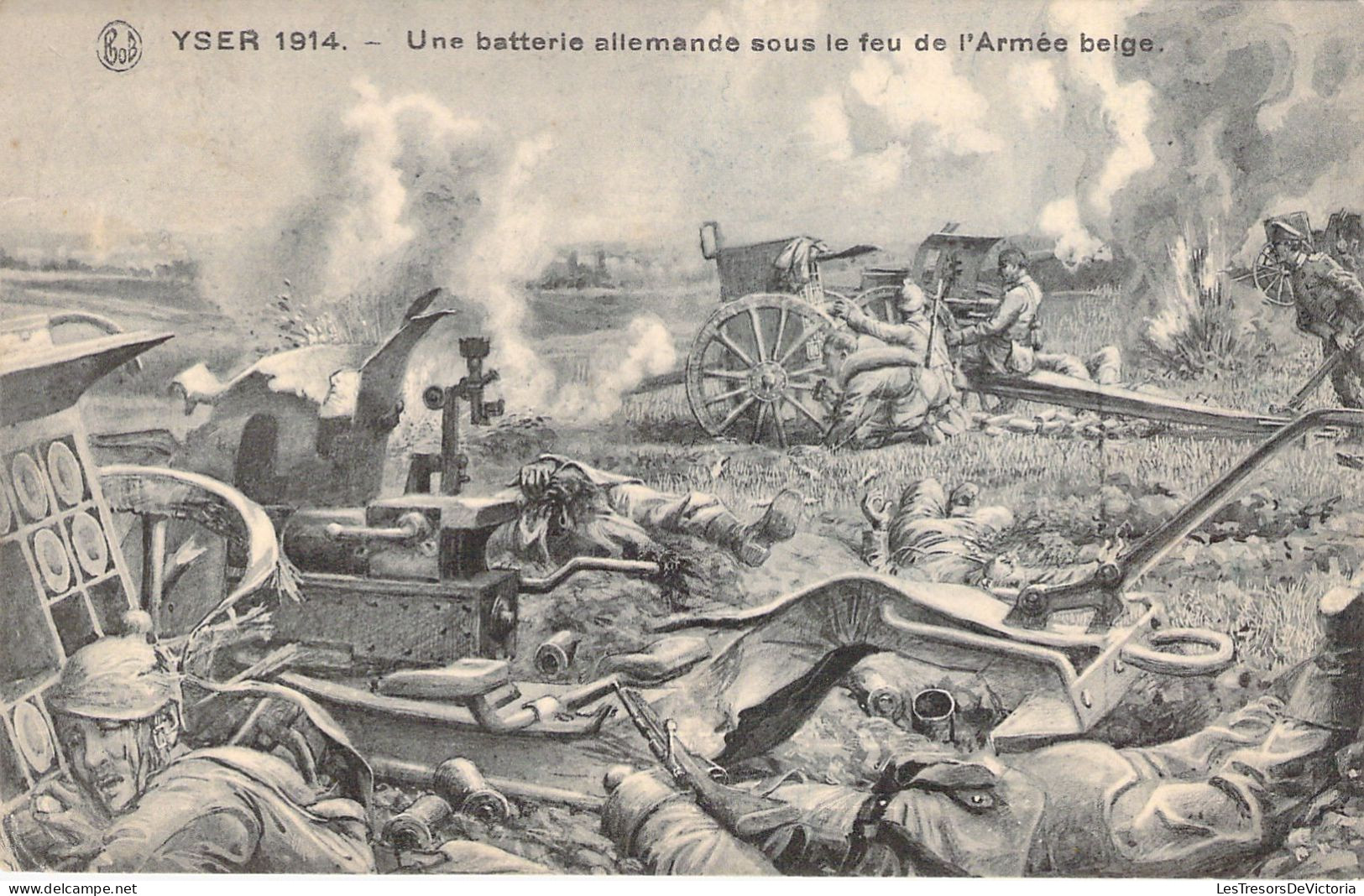 Guerre 1914 - Une Batterie Allemande Sous Le Feu De L'Armée Belge - Militaria  - Carte Postale Ancienne - War 1914-18