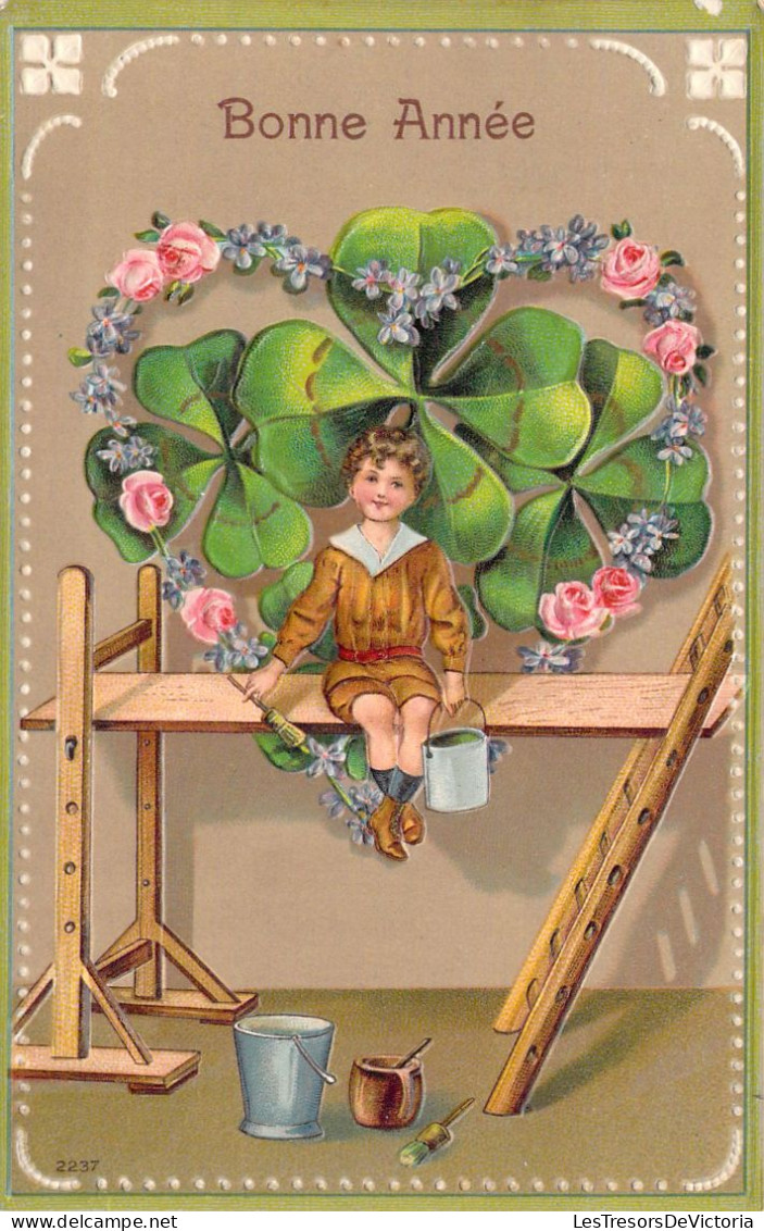 Fantaisie - Enfant - Illustration D'un Enfant Assis Sur Un échaffaudage  - Carte Postale Ancienne - Sonstige & Ohne Zuordnung