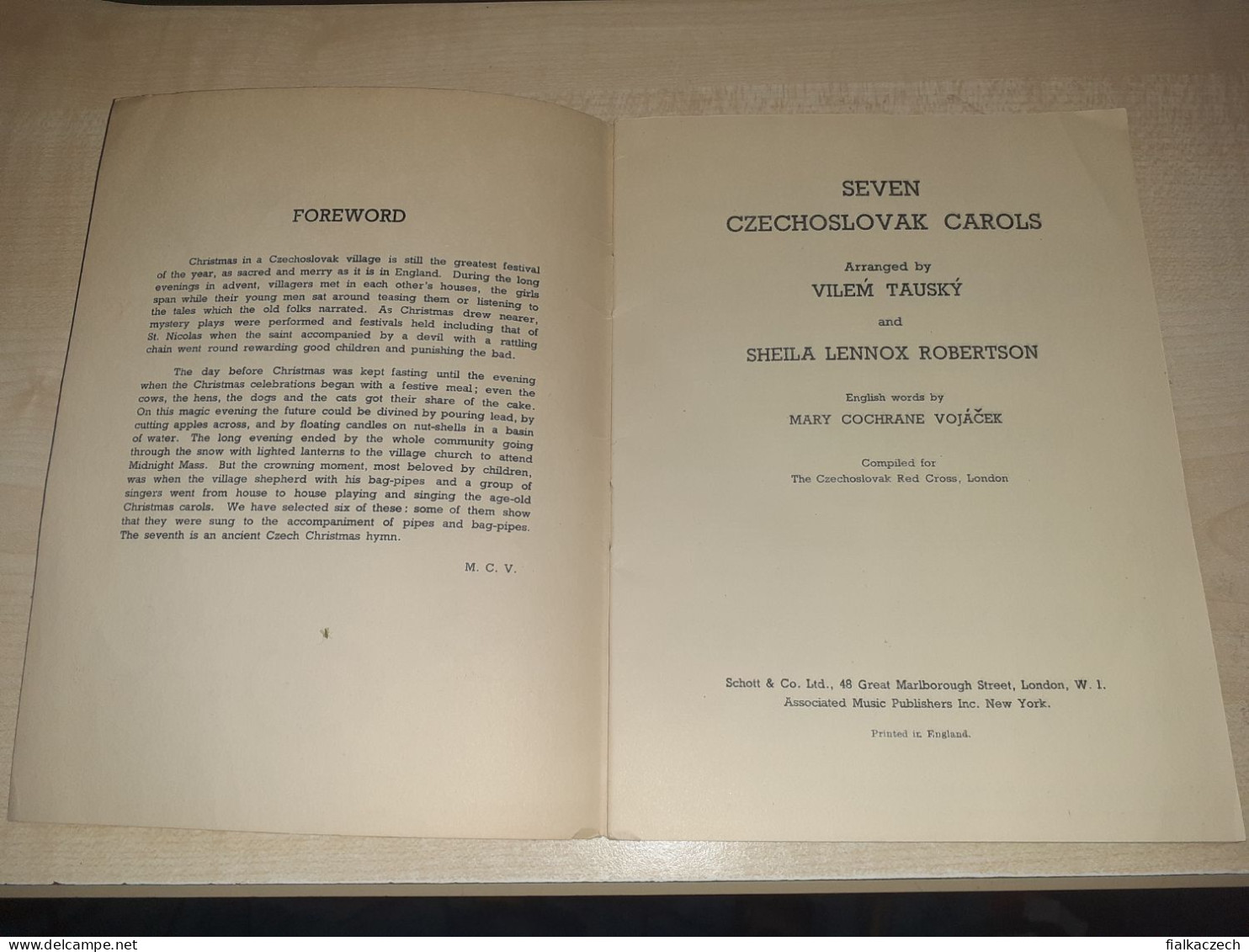 Seven Czechoslovak Christmas Carols, Taursky, Robertson, Vojacek, Czechoslovak Red Cross, London, England - Cultura