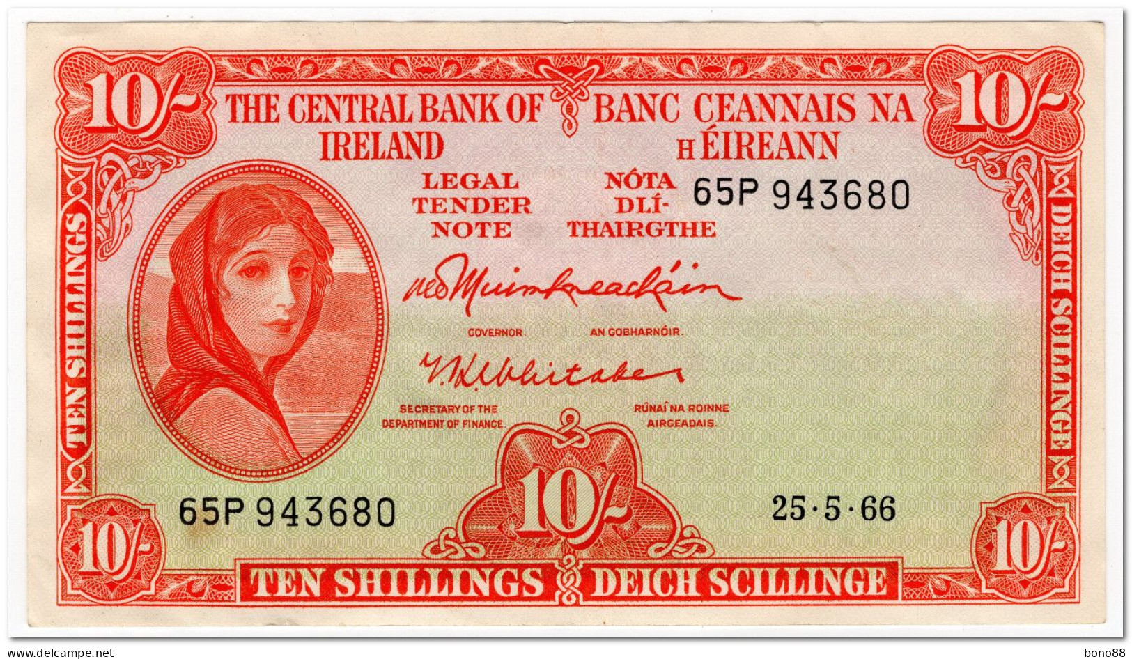 IRELAND,10 SHILLINGS,1966,P.63, VF-XF - Irlande