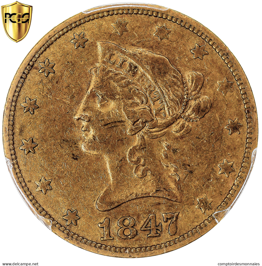 États-Unis, 10 Dollars, Coronet Head, 1847, New Orleans, Or, PCGS, XF40 - 10$ - Eagle - 1866-1907: Coronet Head