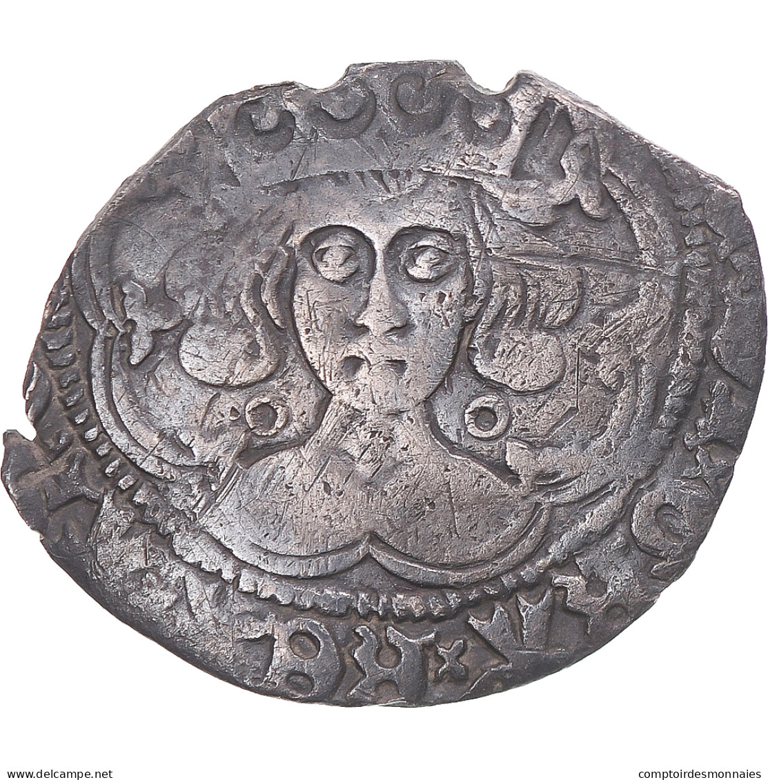 Monnaie, France, Henri VI, Gros, 1422-1430, Calais, Broken, TB+, Argent - 1422-1461 Karl VII. Der Siegreiche