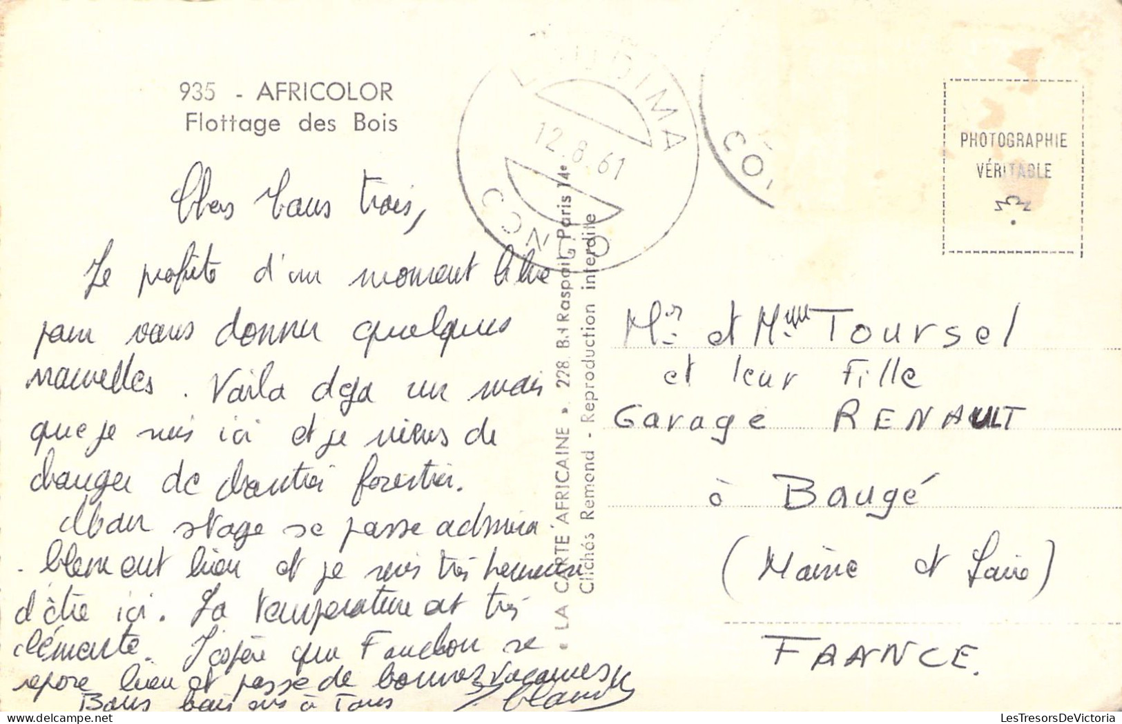 CONGO - AFRICOLOR - Flottage Des Bois - Carte Postale Ancienne - Andere & Zonder Classificatie