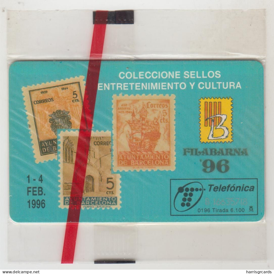 SPAIN - Filabarna'96 (Tram/Stamps), P-173, 01/96, Tirage 6.100, Mint - Emisiones Privadas