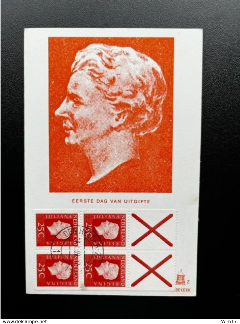 NETHERLANDS 1969 QUEEN JULIANA BOOKLET PANE MAXIMUM CARD NEDERLAND - Maximum Cards