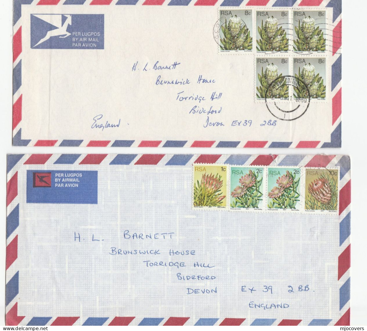 Collection SOUTH AFRICA Air Mail COVERS To GB Various FLOWER Stamps Cover - Collections, Lots & Séries