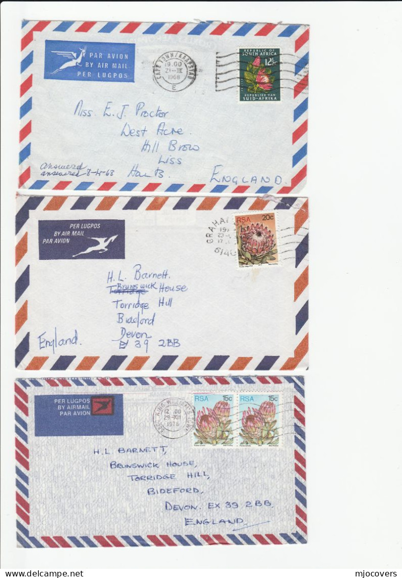 Collection SOUTH AFRICA Air Mail COVERS To GB Various FLOWER Stamps Cover - Collezioni & Lotti