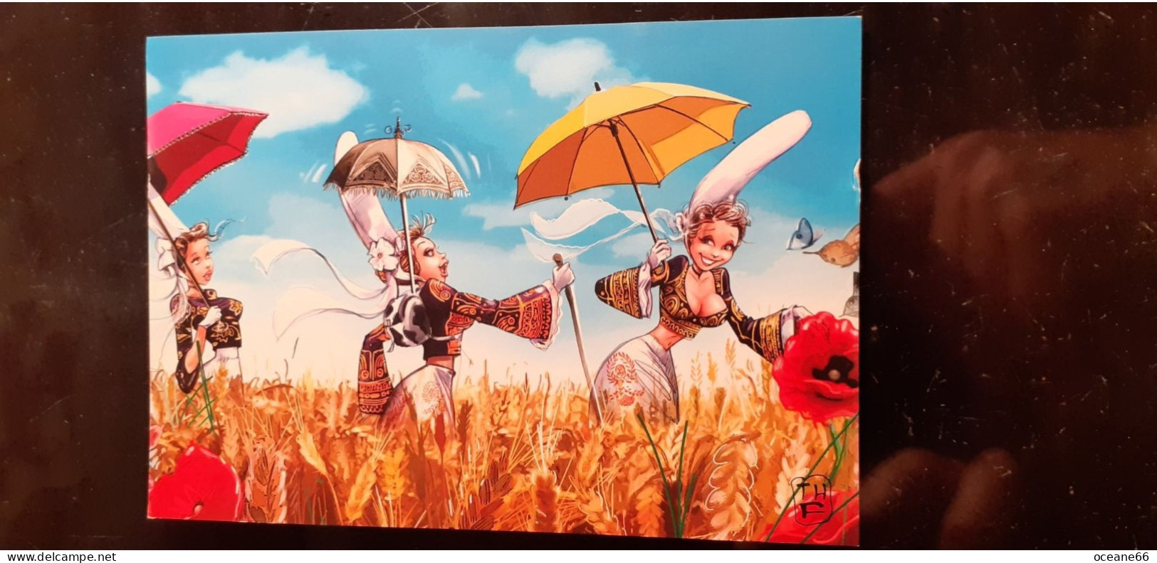 Illustrateur Thierry Fagot Bigoud Up Belles Bretonnes Avec Parapluies Format 11.8 X 17 Cm - Autres & Non Classés