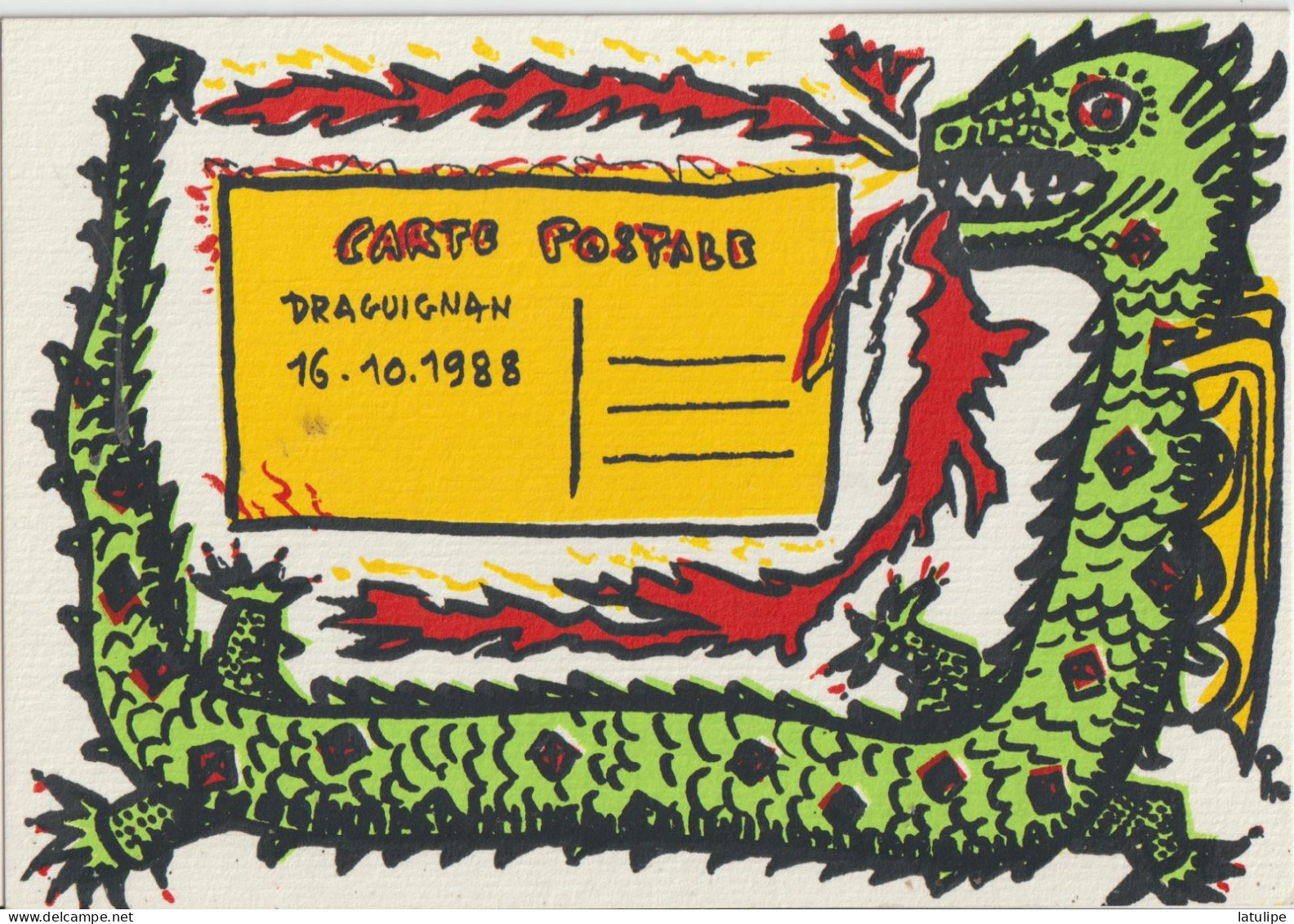 Dessins De Filipandré  Carte Postale De DRAGUIGNAN   LE 16-10-1988 ( Le Dragon Pirate ) - Marquer