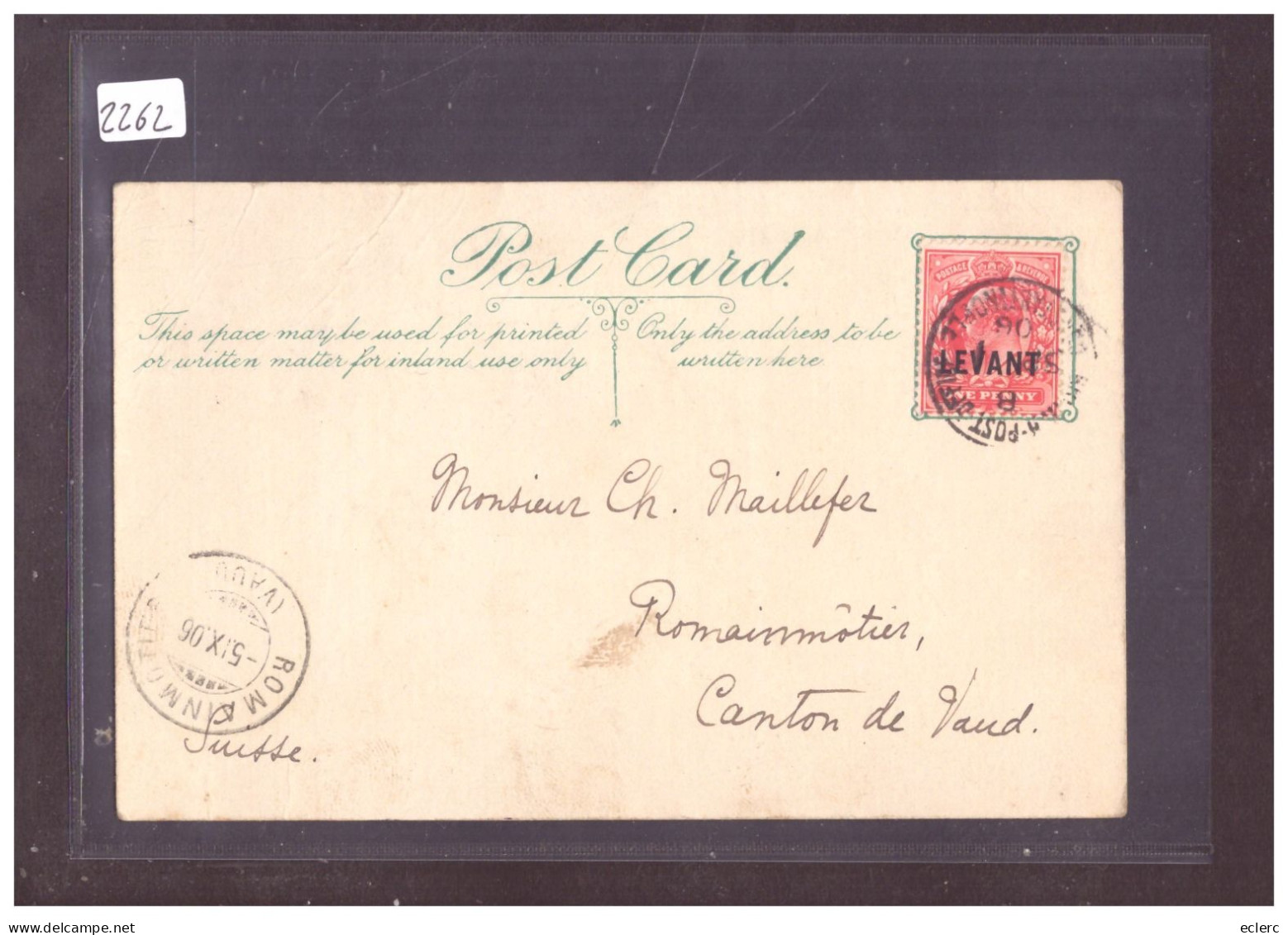 LEVANT BRITANNIQUE - CARTE POUR LA SUISSE - ( WARNING: NO PAYPAL ) - British Levant