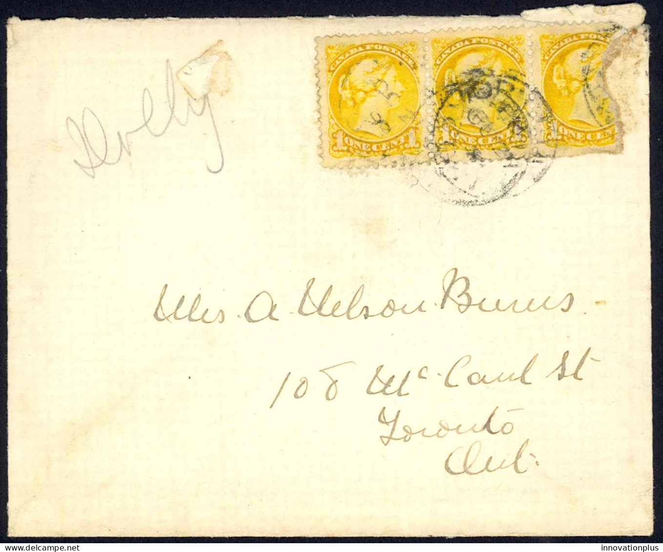 Canada Sc# 35X3 On Cover (e) (Toronto>Toronto) 1896 10.21 Small Queen - Covers & Documents