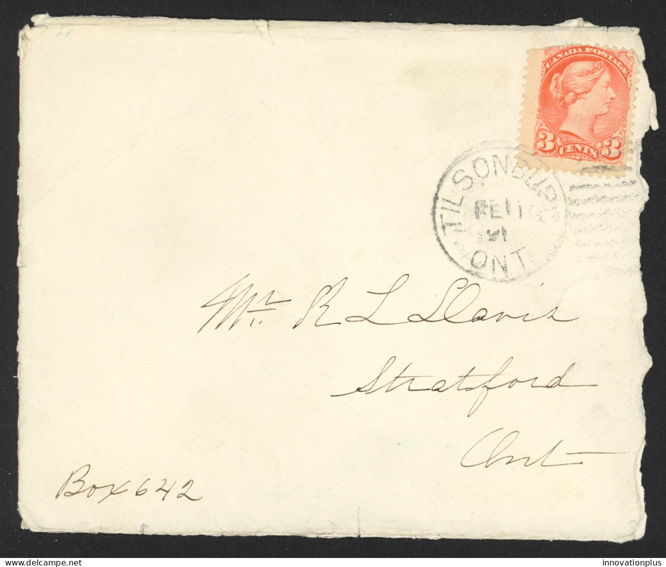 Canada Sc# 41 On Cover (c) Tilsonburg, ON>Stratford, ON 1891 2.11 Small Queen - Briefe U. Dokumente