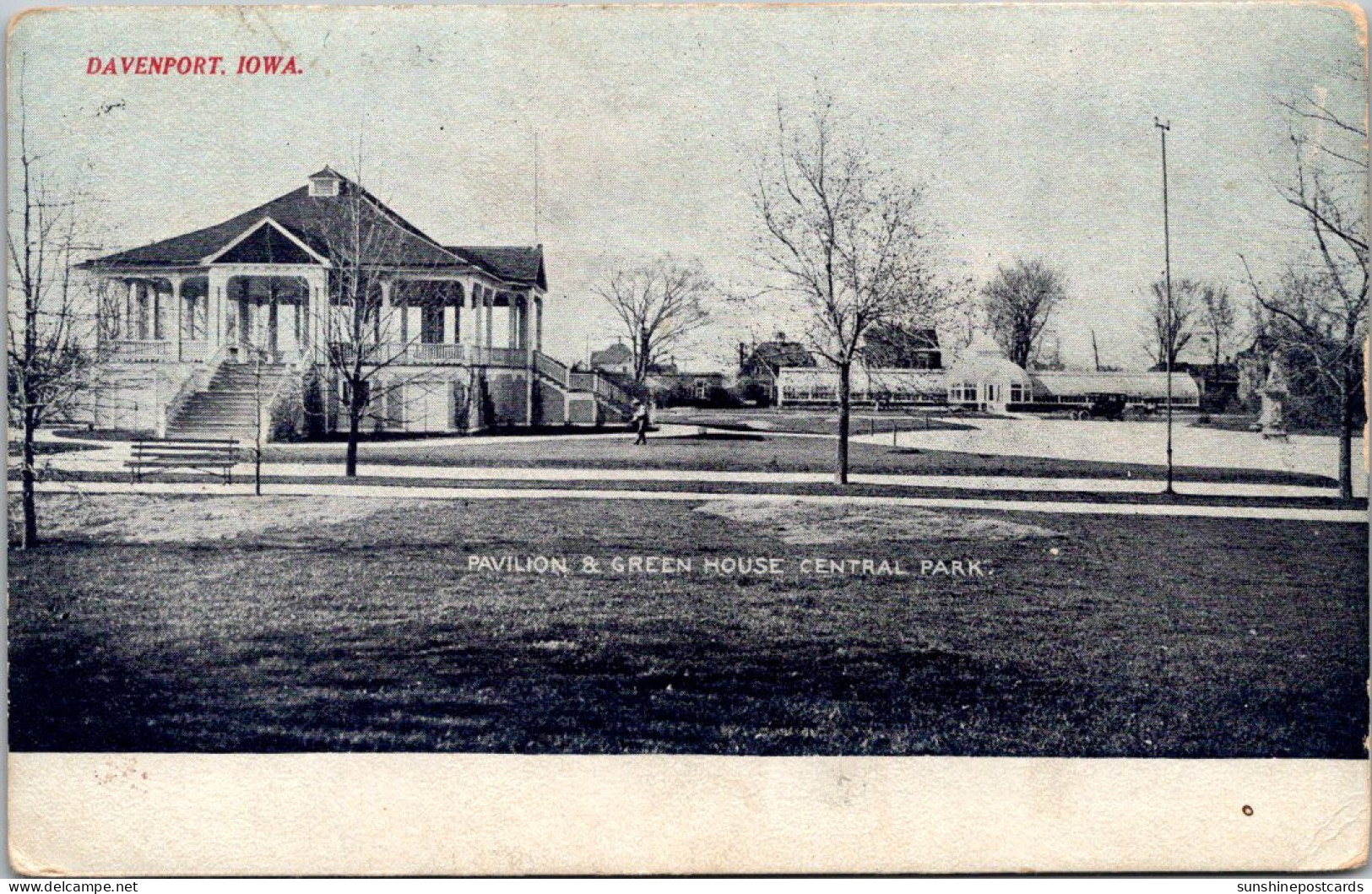 Iowa Davenport Central Park Pavilion And Green House 1911 - Davenport