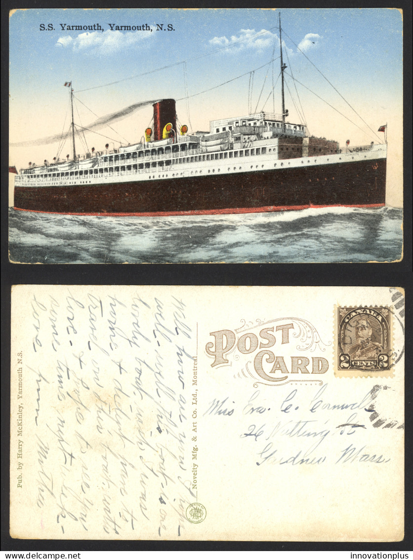 Canada Sc# 218 Used Post Card S.S. Yarmouth 1931 8.18 KGV Pictorial Issue - Covers & Documents