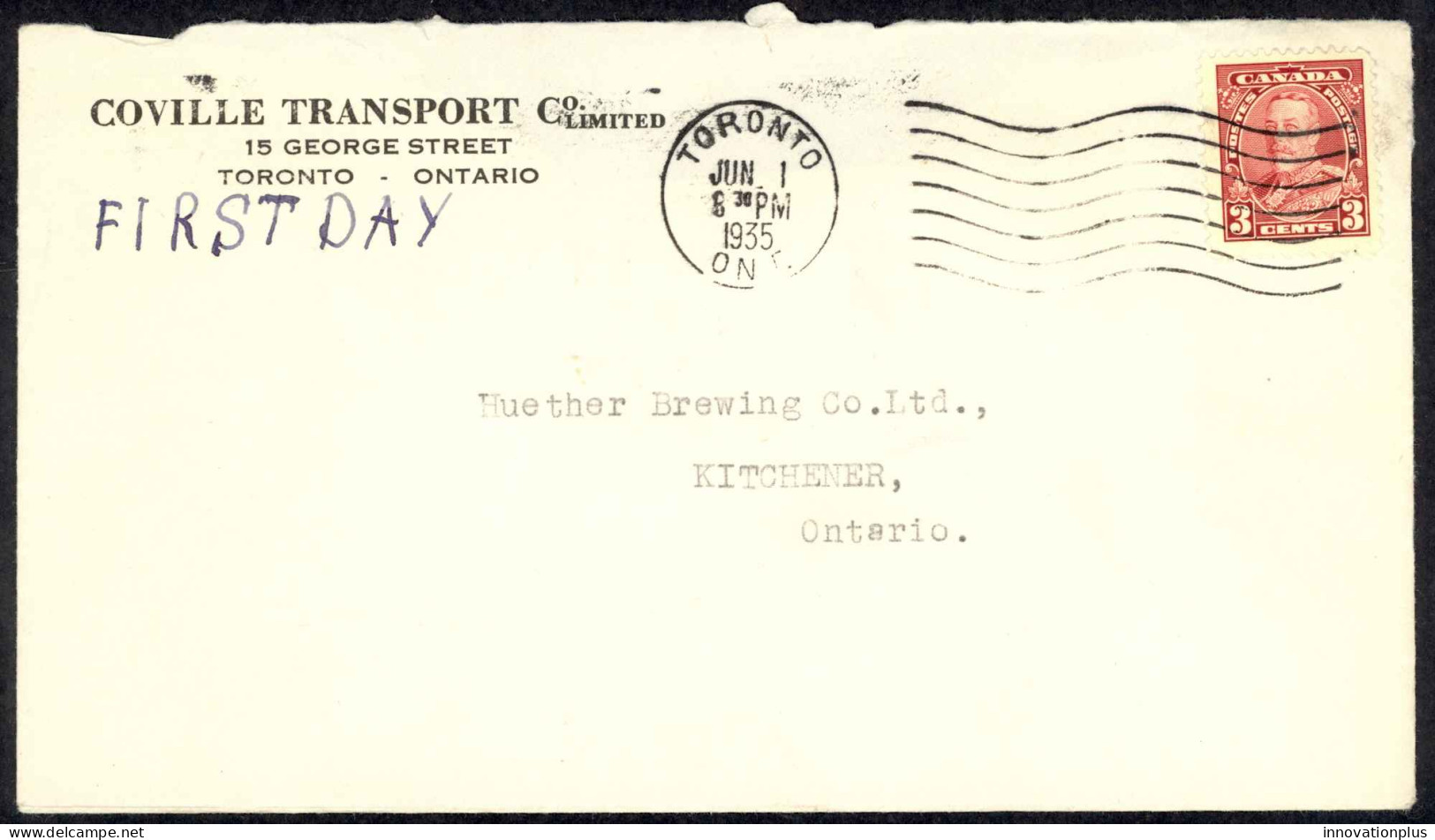 Canada Sc# 219 (no Cachet) FDC 1935 6.1 3c KGV Pictorial Issue - ....-1951